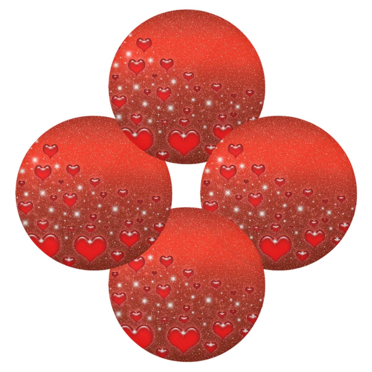 CHIFIGNO Round Placemats Set of 4 - Non-Slip Circle Dining Table Mats for Kitchen, Valentine's Day & Everyday Use - Perfect for Romantic Dinners, Family Meals and Home Decor
