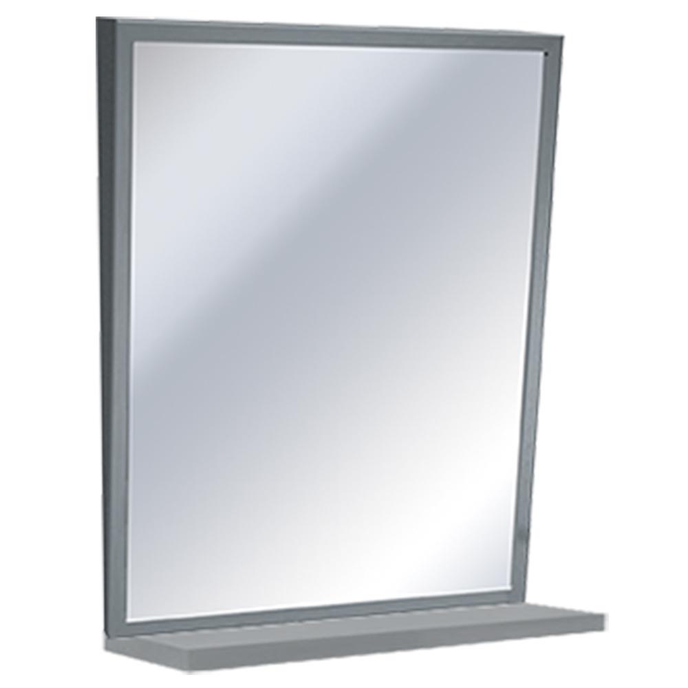 ASI 0537 1630 Framed Wall Mirror with Shelf - Adjustable Tilt, Satin Finish Surface Mount Bathroom Vanity Mirror for Makeup & Home Decor