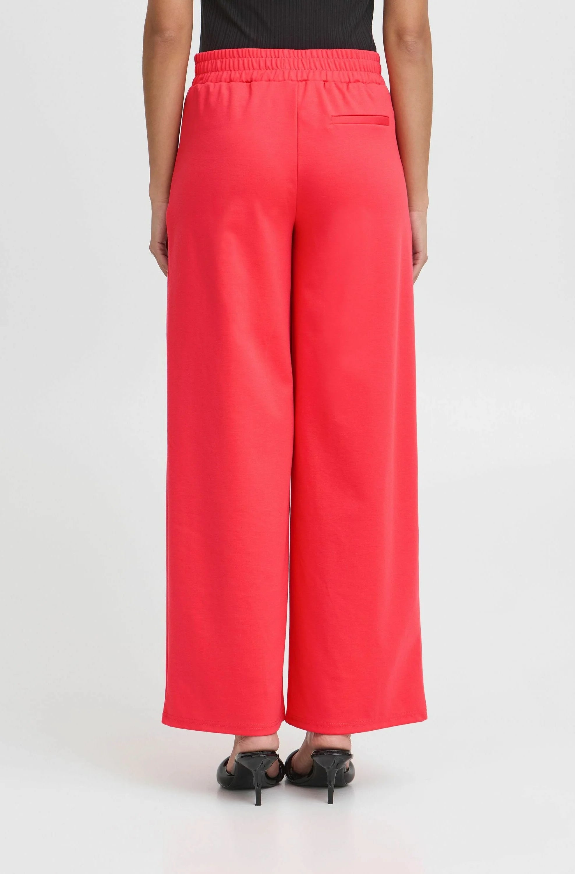Kate Cropped Wide Leg Pants in Geranium - Women's High Waisted Casual Trousers for Work, Travel & Everyday Wear