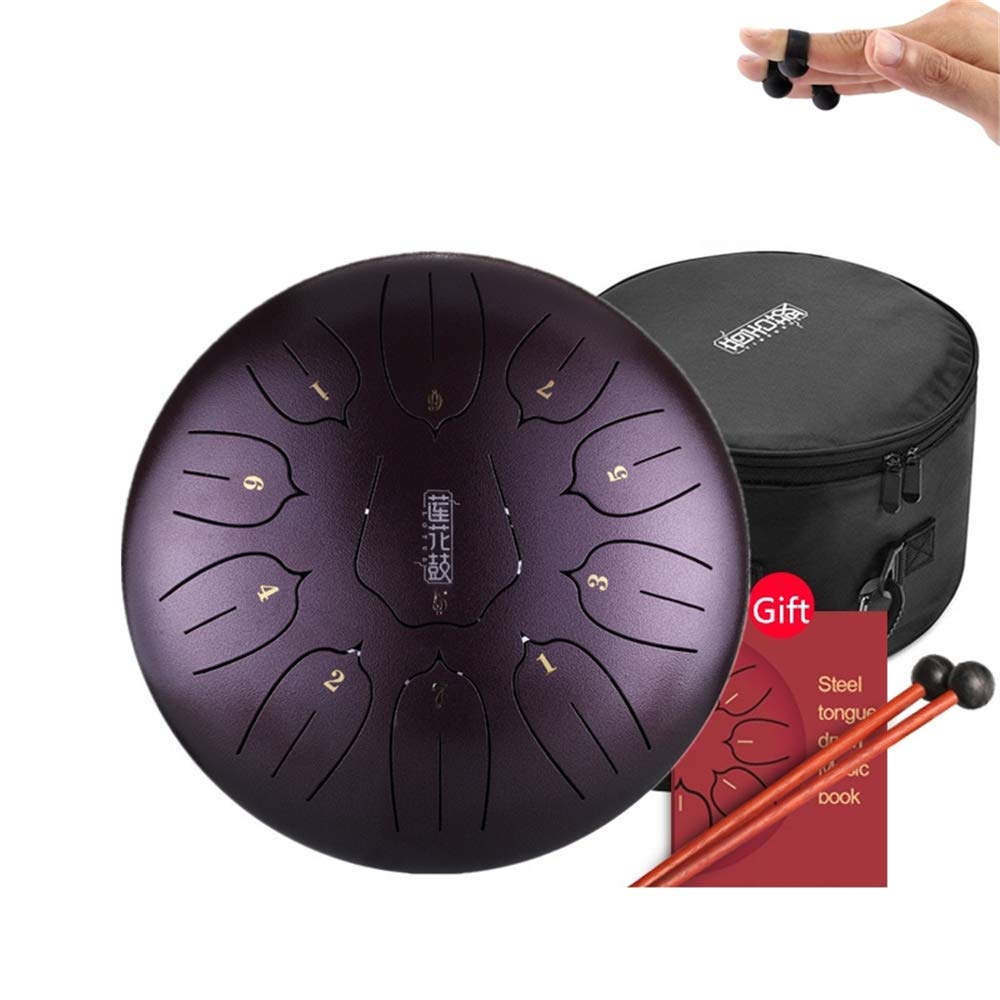 11-Note Mini Steel Tongue Drum | 10-Inch Handpan Percussion Instrument with Padded Travel Bag (Dark Purple) - Perfect for Meditation, Music Therapy & Traveling Musicians