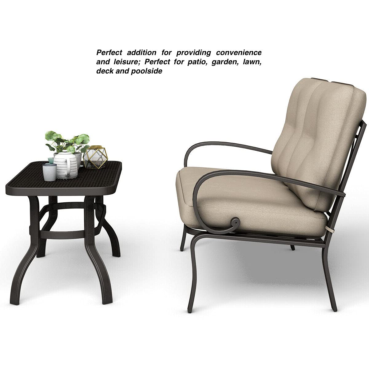 2-Piece Loveseat Coffee Table Set, Outdoor Patio Furniture with Thick Cotton Cushions & Steel Frame - Perfect for Garden, Backyard, Deck, Balcony, Poolside - Ideal for Relaxing, Entertaining, and Outdoor Dining