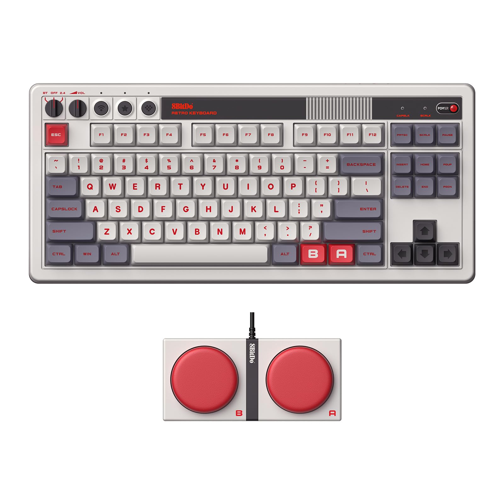 8Bitdo Retro Mechanical Keyboard & N30 2.4Ghz Wireless Mouse Combo for PC, Windows, macOS - Vintage Gaming Setup for Home Office & Retro PC Enthusiasts