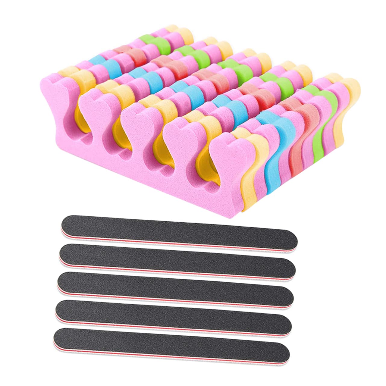 55PCS Professional Nail Separator & Toe Spacer Kit - Nail Art Tools, Toe Stretcher, Nail Sander & Salon Supplies for Pedicure & Manicure - Perfect for Home Nail Care, Salon Professionals & DIY Nail Art Enthusiasts