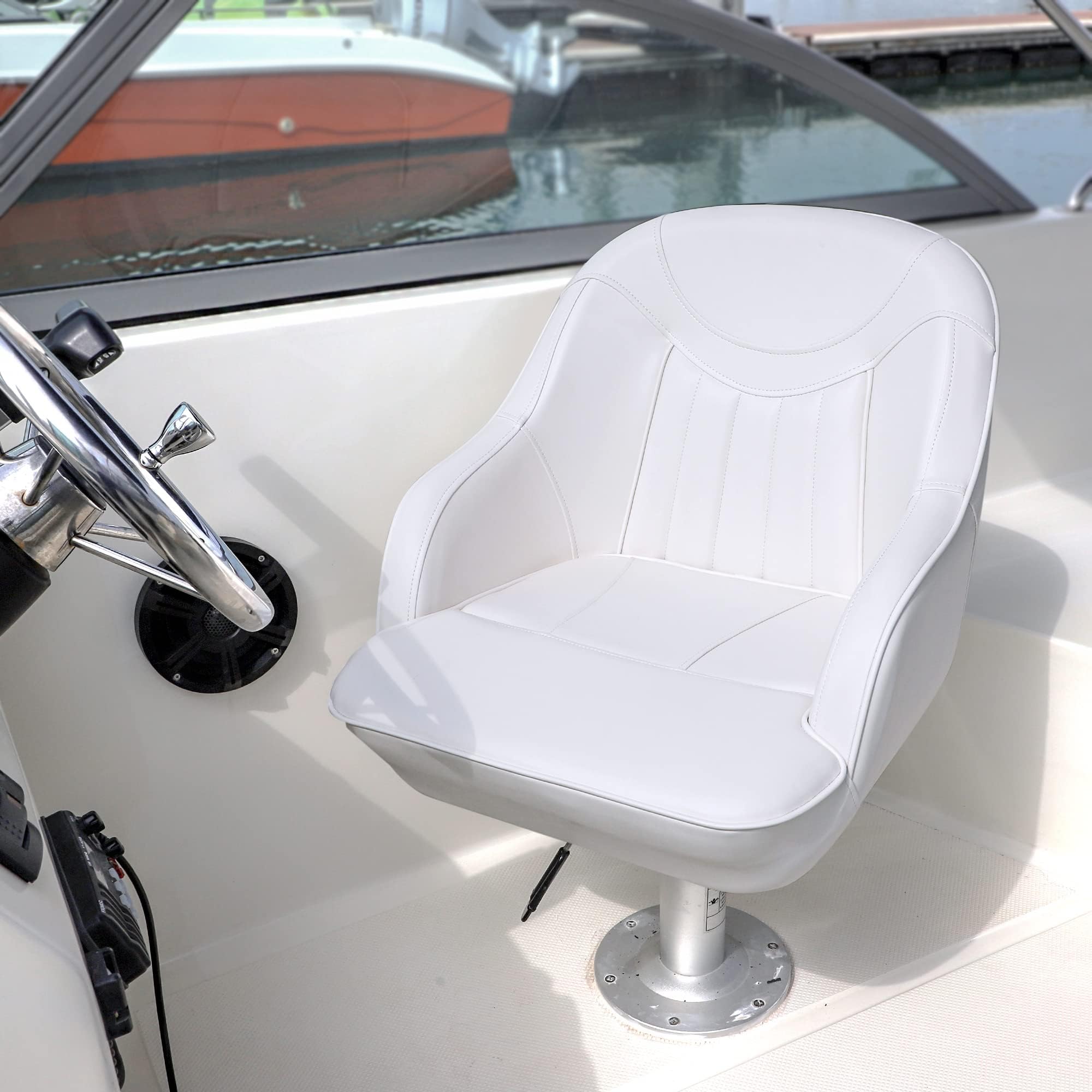 Premium NORTHCAPTAIN Pontoon Boat Captain Bucket Seat with Waterproof Cover - Comfortable & Durable for Boating, Fishing, and Leisure Activities on Lakes & Rivers