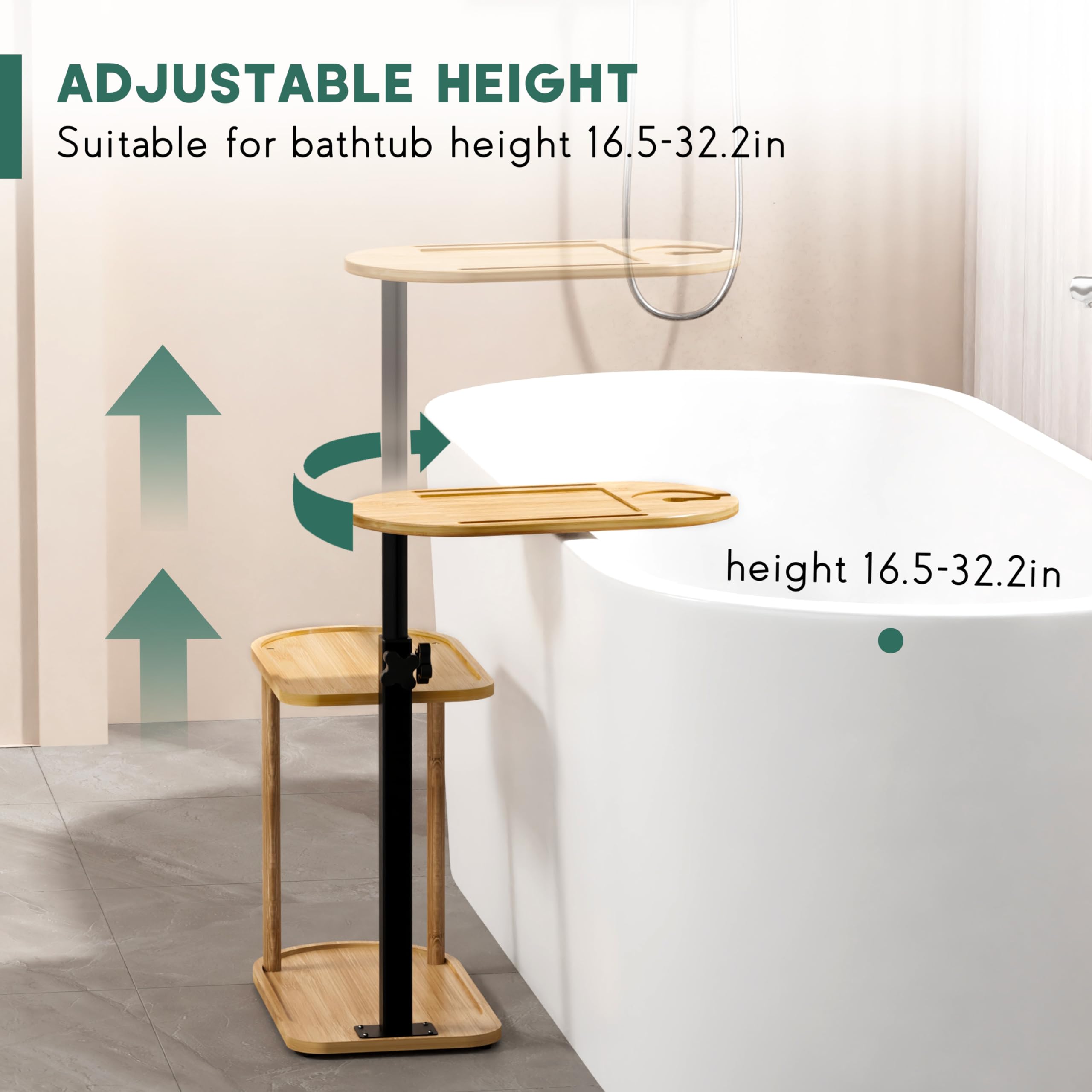 3 Layer Bamboo Bathtub Tray - Freestanding Bath Caddy Organizer with Shelf for Spa Relaxation | Perfect for Luxury Baths, Housewarming Gifts & Small Bathroom Storage (Wall Mount or Freestanding Use)
