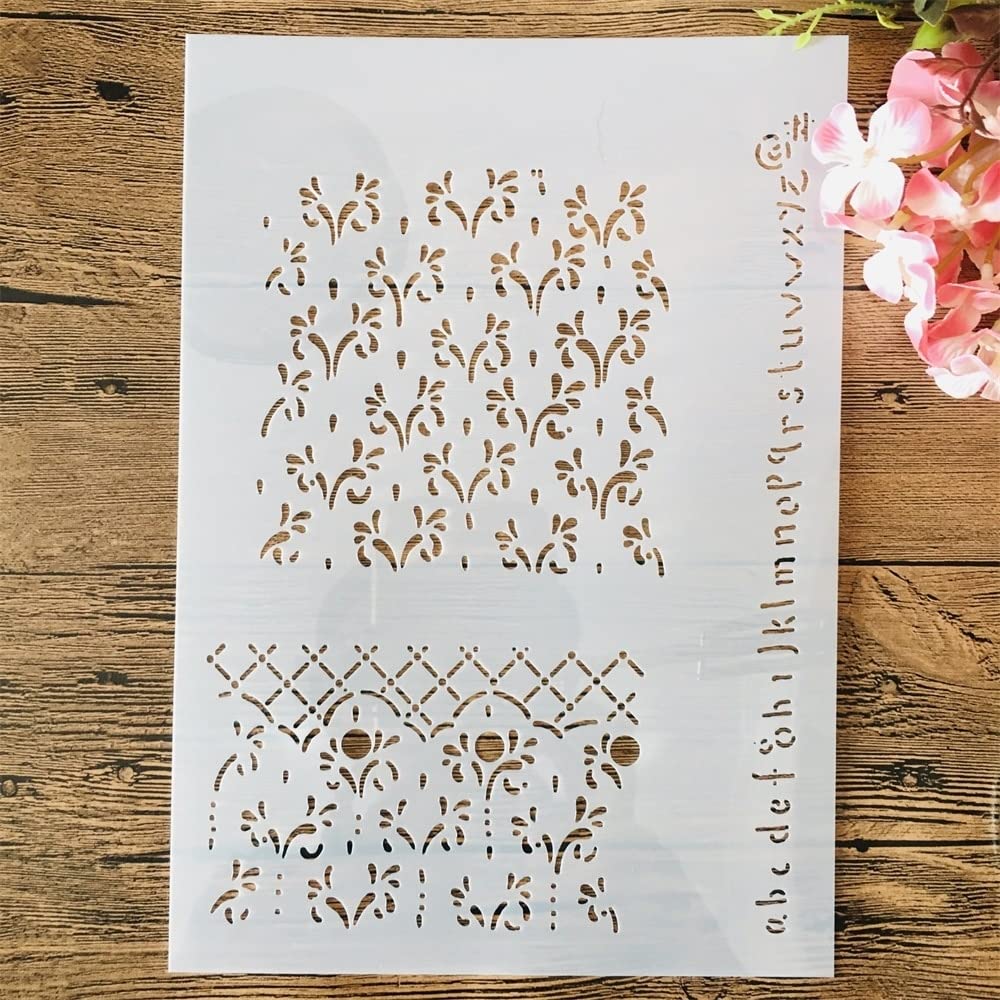 A4 29cm Small Grass Alphabet Reusable Stencils for Painting, DIY Crafts & Home Decor | Perfect for Wall Art, Scrapbooking & Card Making