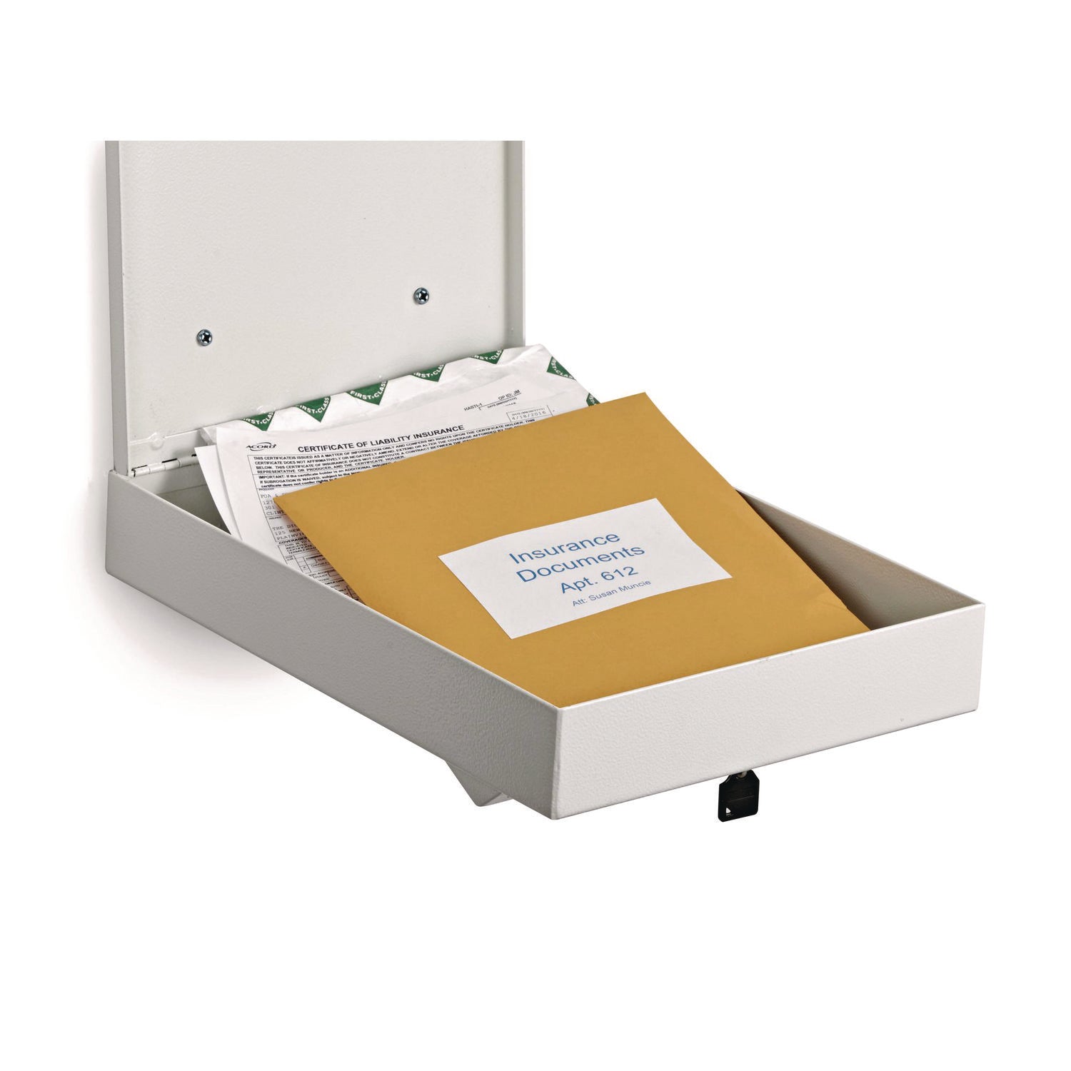 AdirOffice Large Wall Mounted Weatherproof Steel Secure Drop Box - 11 x 2.4 x 16 Inches, White - Perfect for Mail, Package & Document Delivery for Homes, Offices & Apartments