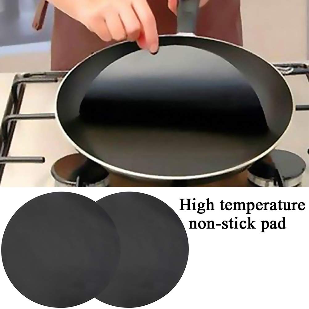 Newooh 2 Pack 24cm Round Teflon Non-Stick High Temperature Resistant Pan Liner Sheets - Perfect for Frying, Baking, BBQ & Cooking - Ideal for Kitchen, Wok & Stovetop Use