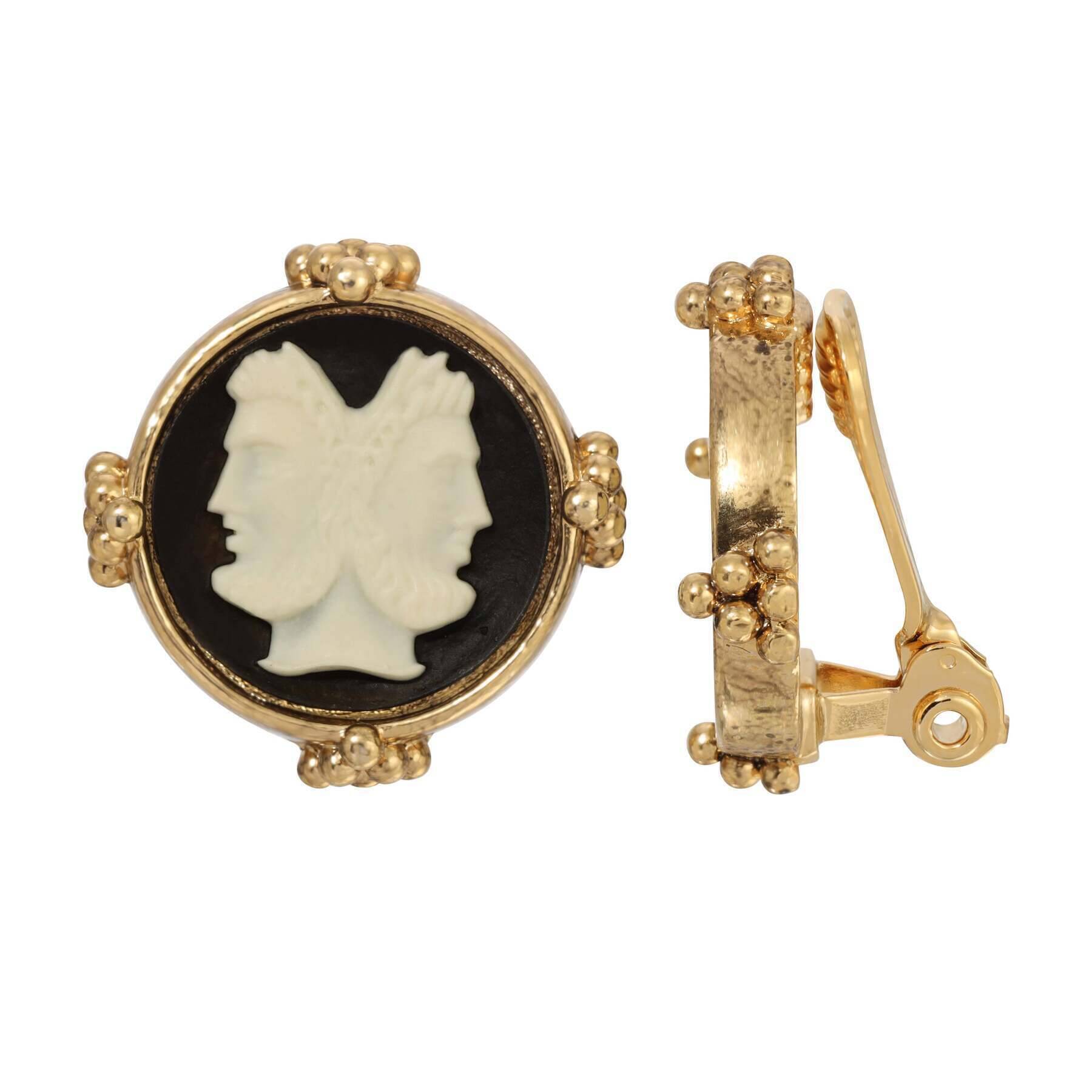 1928 Vintage Style Janus Cameo Clip-On Earrings for Women - Perfect for Weddings, Parties & Retro Fashion