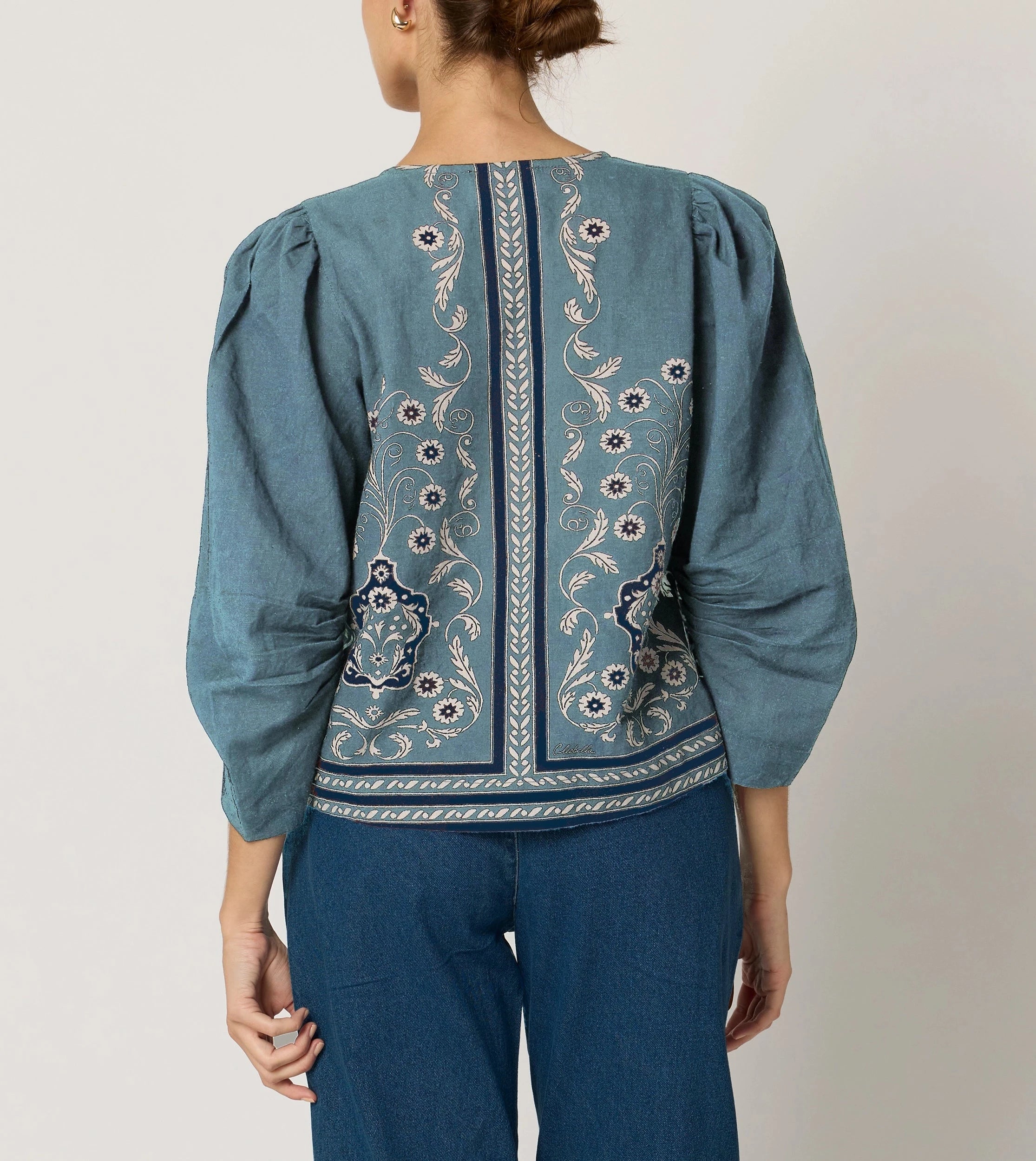 Farrah Blouse Women's Floral Print Casual Shirt | Cardamom Blue | Perfect for Office Wear, Date Nights & Spring Outfits