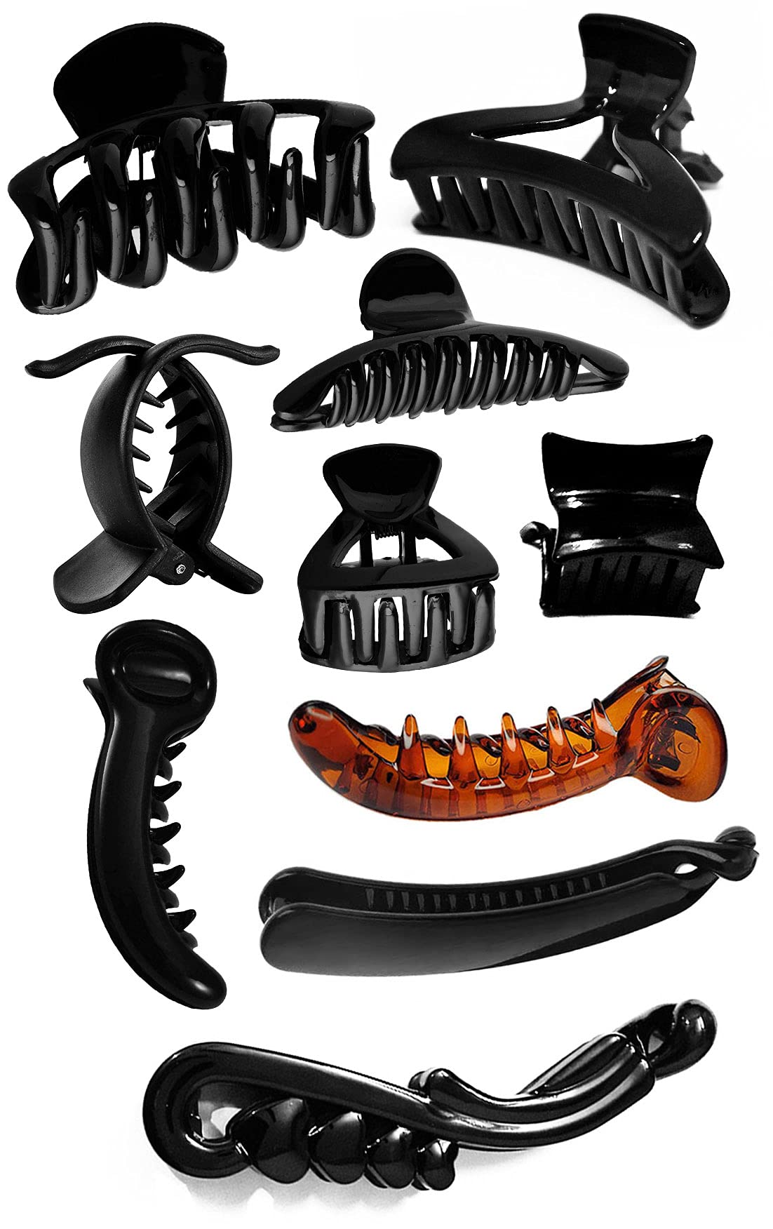 Trendy Black Plastic Butterfly Hair Claw Clip for Women - Medium Size Hair Accessories - Pack of 10 - Perfect for Everyday Wear, Parties, and Special Occasions