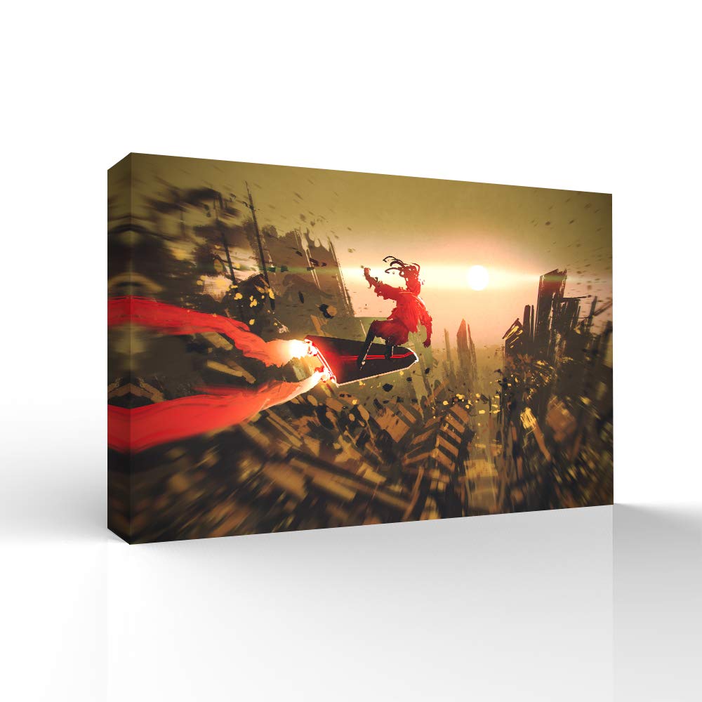 Wall26 Canvas Wall Art - Futuristic Cityscape Paintings, Modern Home Decor for Bedroom & Living Room, 24x36 Inches Framed Canvas Prints, Perfect for Urban Style Interiors