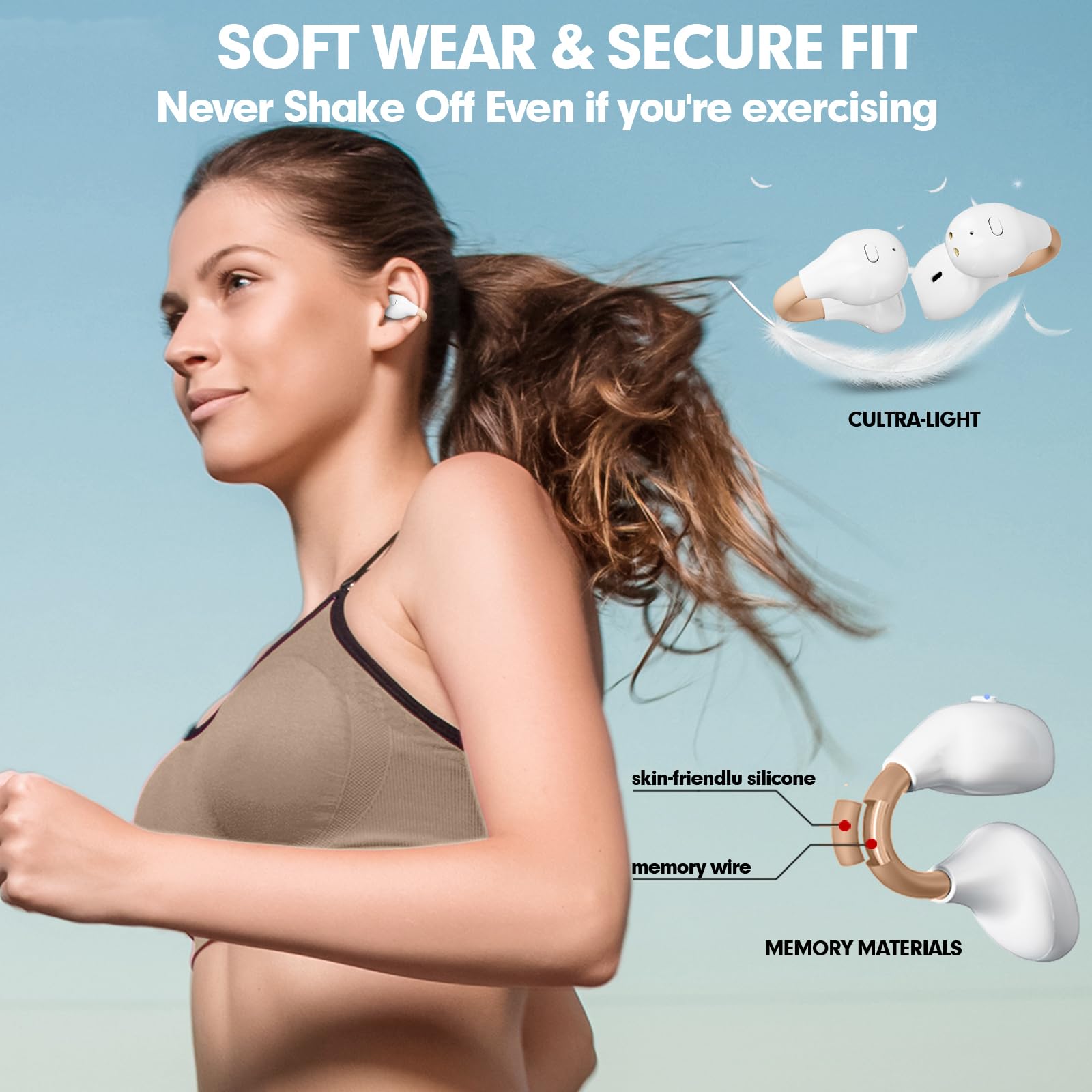 Wireless Bluetooth Ear Clips - Open Ear Bone Conduction Headphones with Secure Fit for Running, Cycling & Workouts - Sweatproof Lightweight Earbuds for Sports & Outdoor Activities