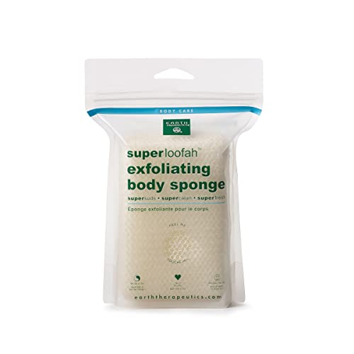 Earth Therapeutics Super Loofah Exfoliating Body Sponge - Premium Rectangular Exfoliator for Smooth Skin - Perfect for Shower, Bath & Spa Relaxation