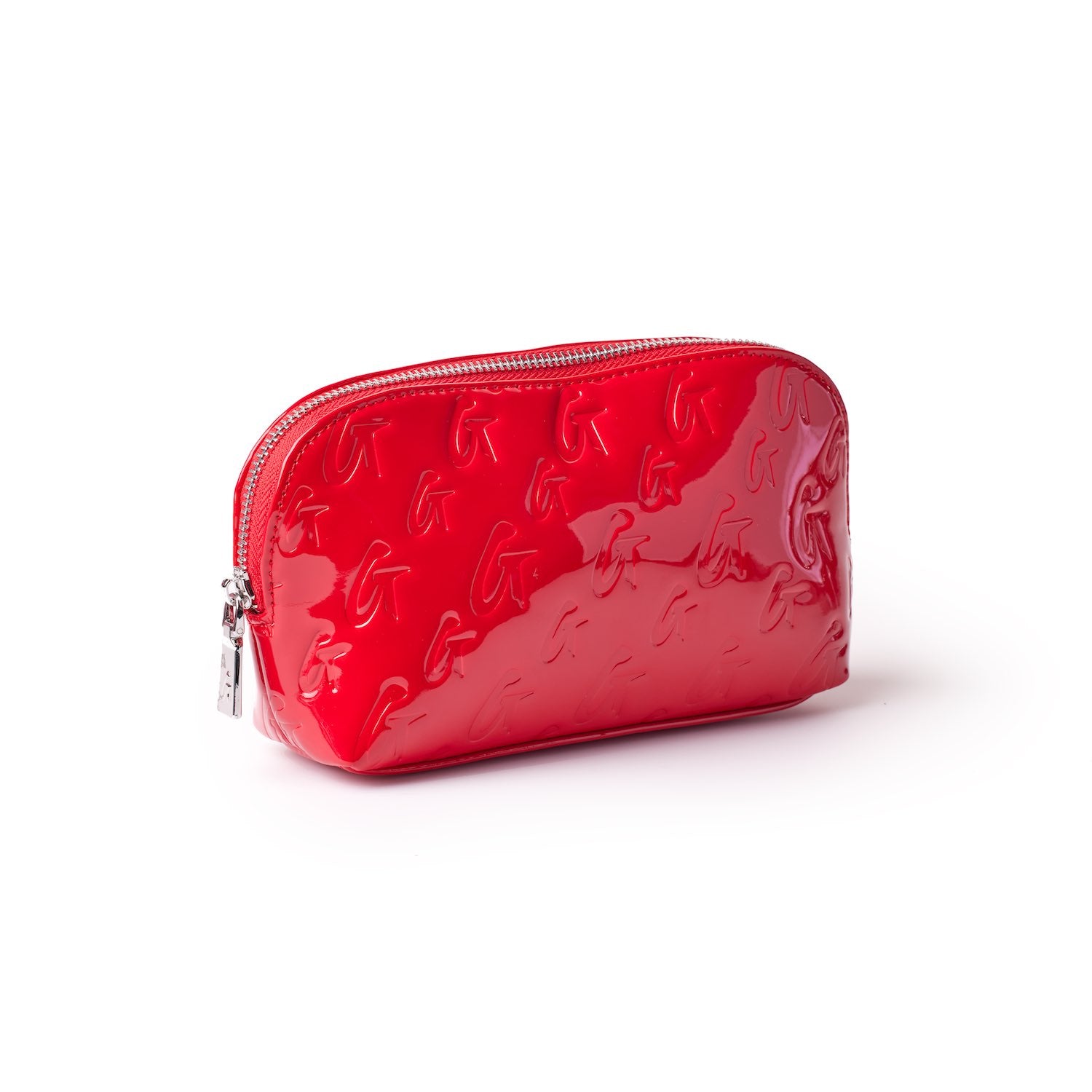 Monogram Cosmetic Pouch with Mirror - Red | Travel Makeup Bag for Women | Perfect for Toiletries, Cosmetics & Jewelry Storage | Gift Idea