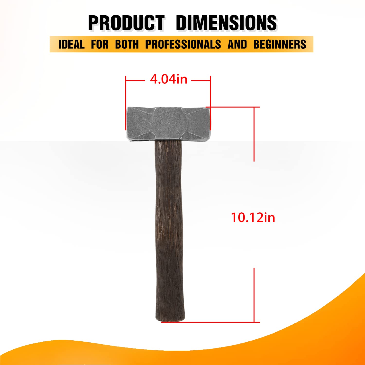 2.2LB Handmade Square Forge Hammer for Blacksmithing, Farrier & Knife Making - Professional Metalworking Tool for Shoeing Horses, Blade Crafting & DIY Forging Projects