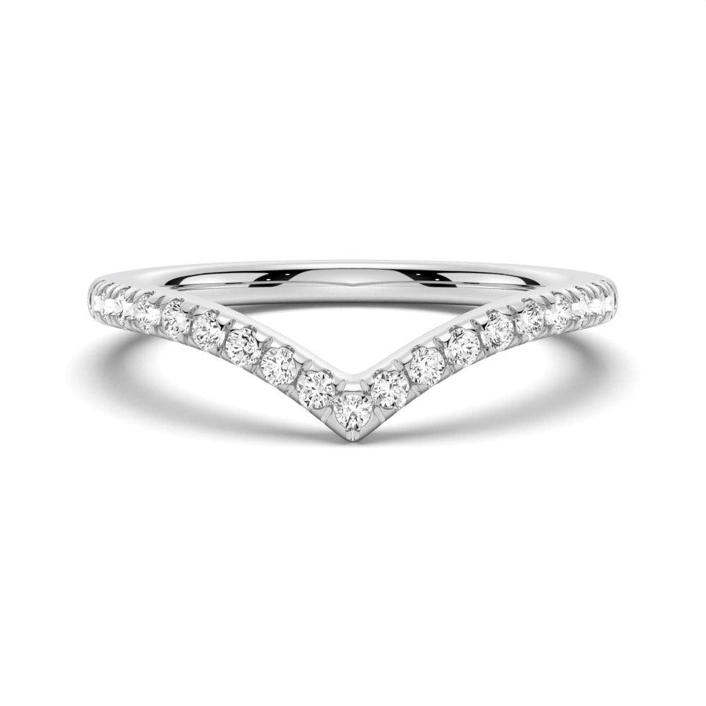 Exquisite Curved V Moissanite Wedding Band for Women - Elegant & Durable Engagement Ring - Perfect for Bridal, Anniversary & Special Occasions
