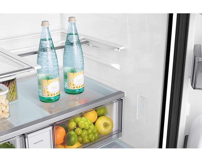 Samsung BESPOKE 36 Inch French Door Refrigerator with Autofill Pitcher - 30.1 Cu.Ft. Capacity, Stainless Steel (RF30BB6200APAA) - Perfect for Modern Kitchens & Large Families