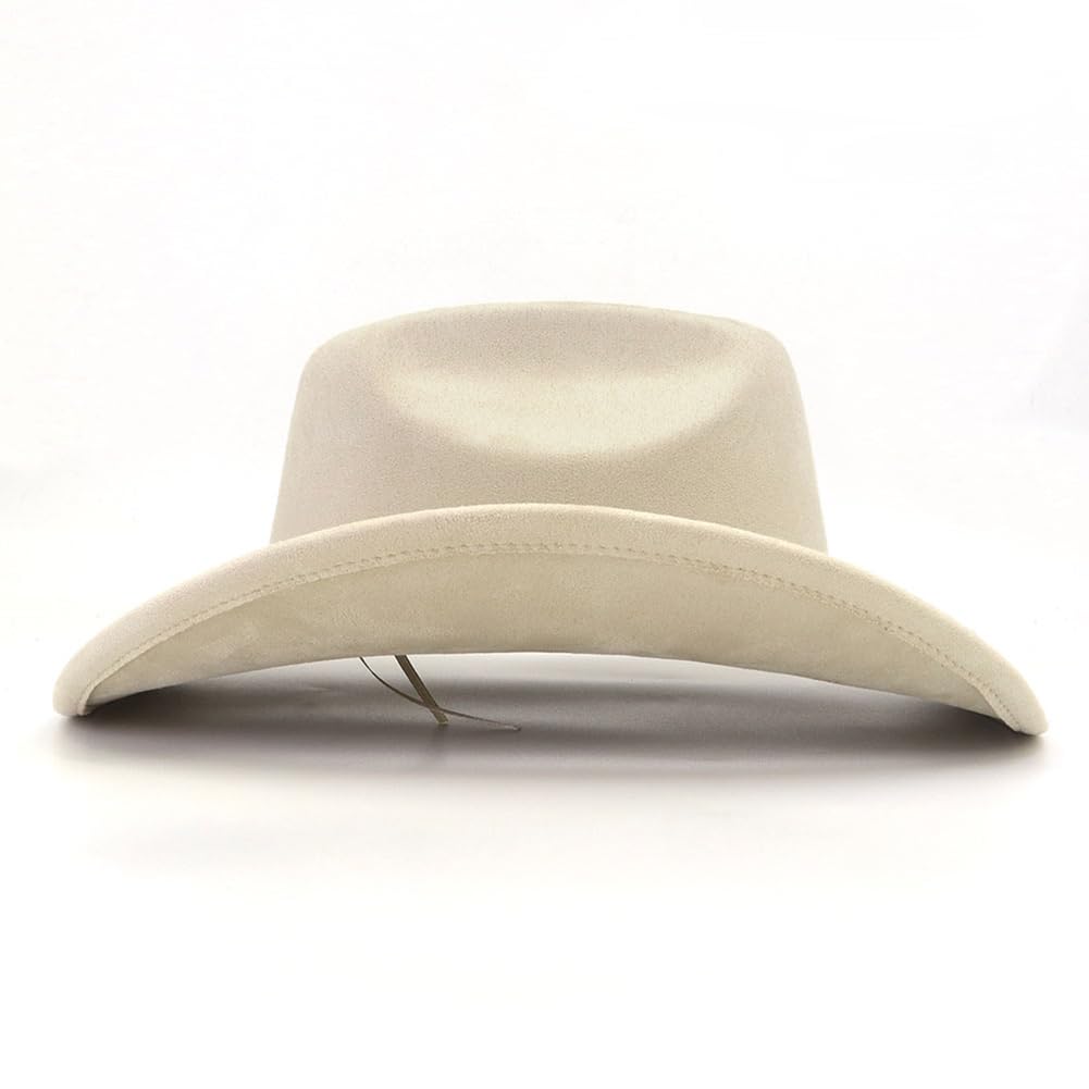 **Western Cowboy Hat for Men & Women - Wide Brim Felt Fedora Hat with Buckle Belt - Stylish Cowgirl Hat for Rodeo, Country Music Festivals & Outdoor Adventures**
