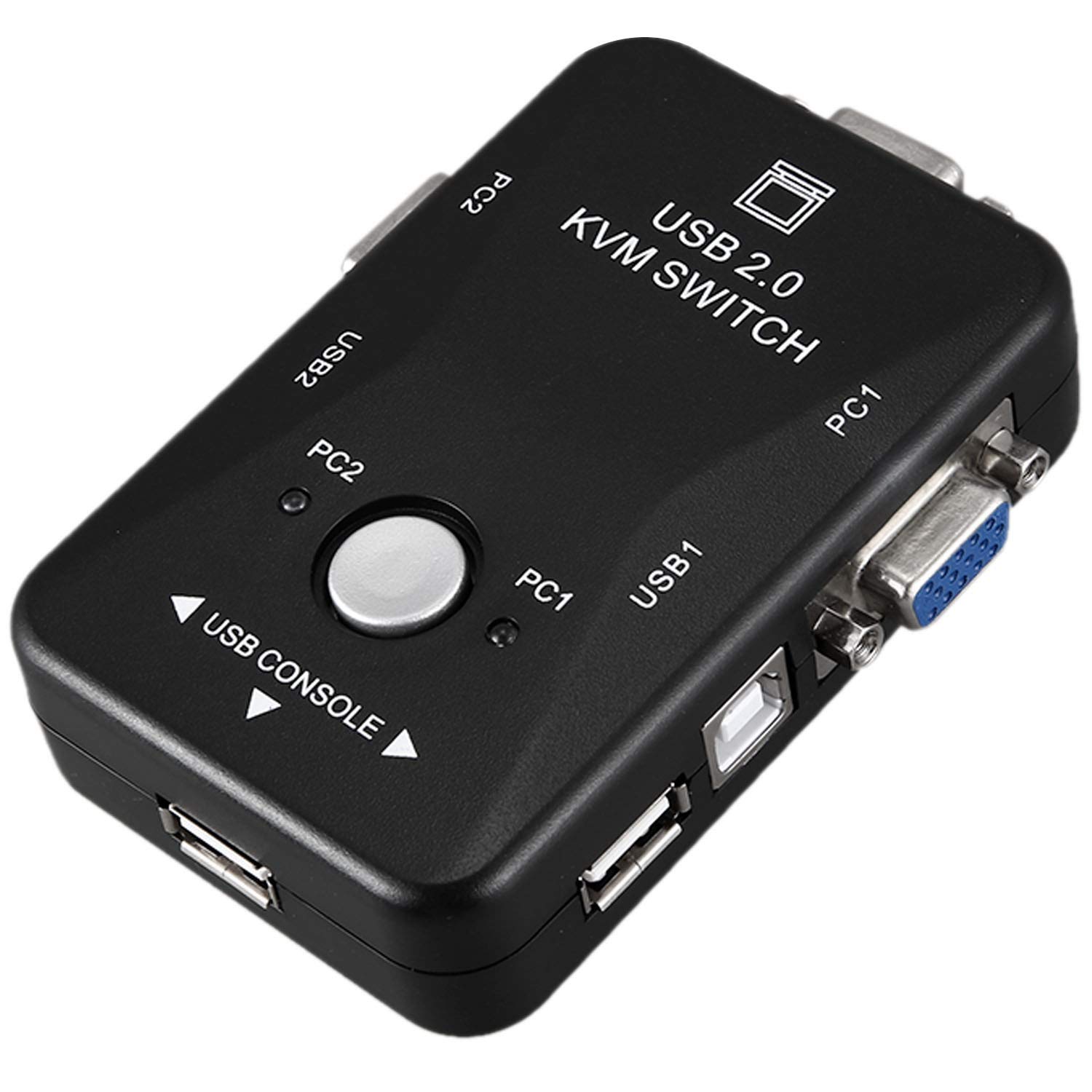 2-Port USB KVM Switch with VGA/SVGA Support (1920x1440) - Share Monitor & Keyboard Between 2 Computers | Ideal for Home Office, Gaming Setup & Multi-PC Workspaces