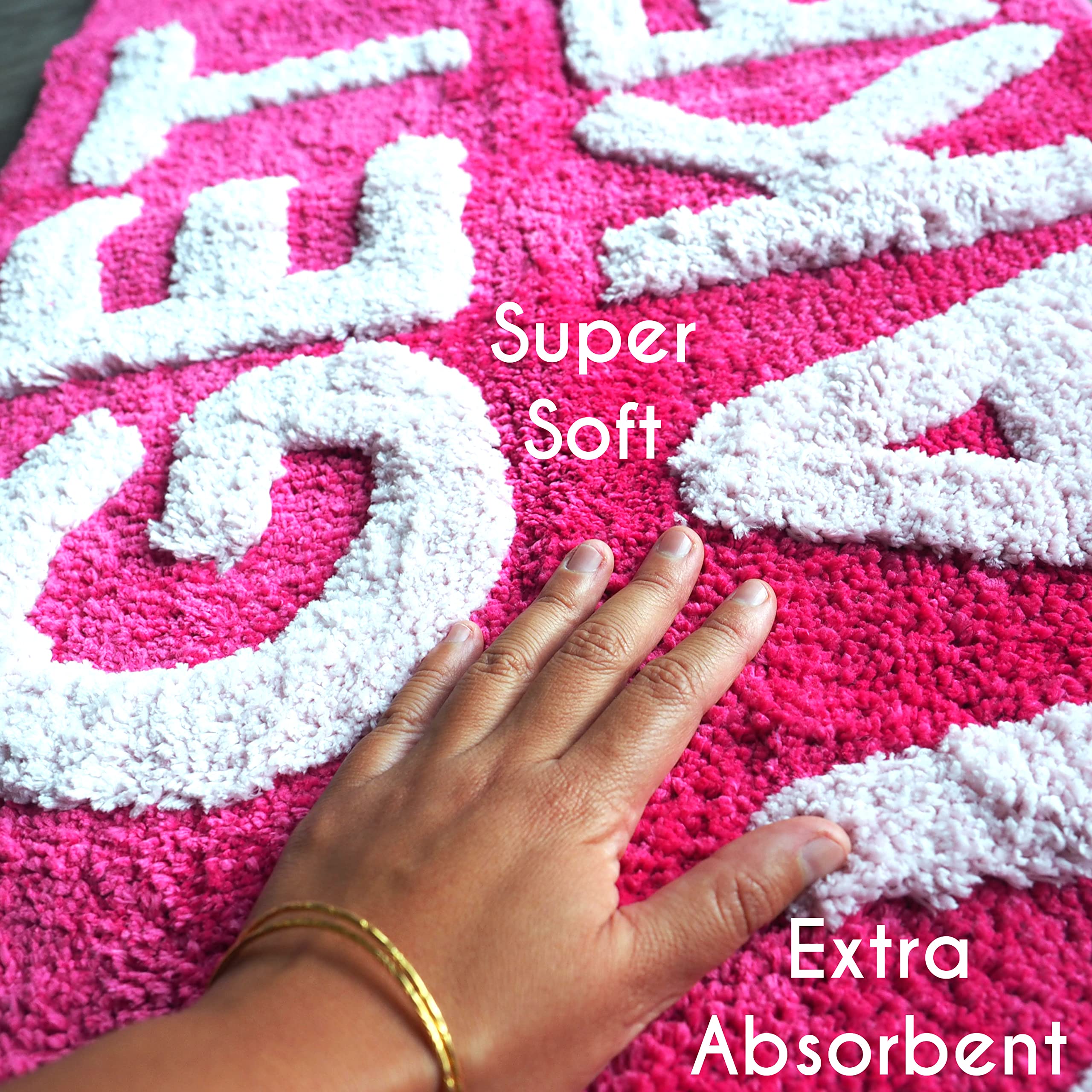 Evovee Funny 'Get Naked' Bath Mat - Non-Slip Cute Bathroom Rug, Washable Shower Mat for College Dorm Decor (Hot Pink) | Perfect for Bathroom, Shower & Spa Relaxation