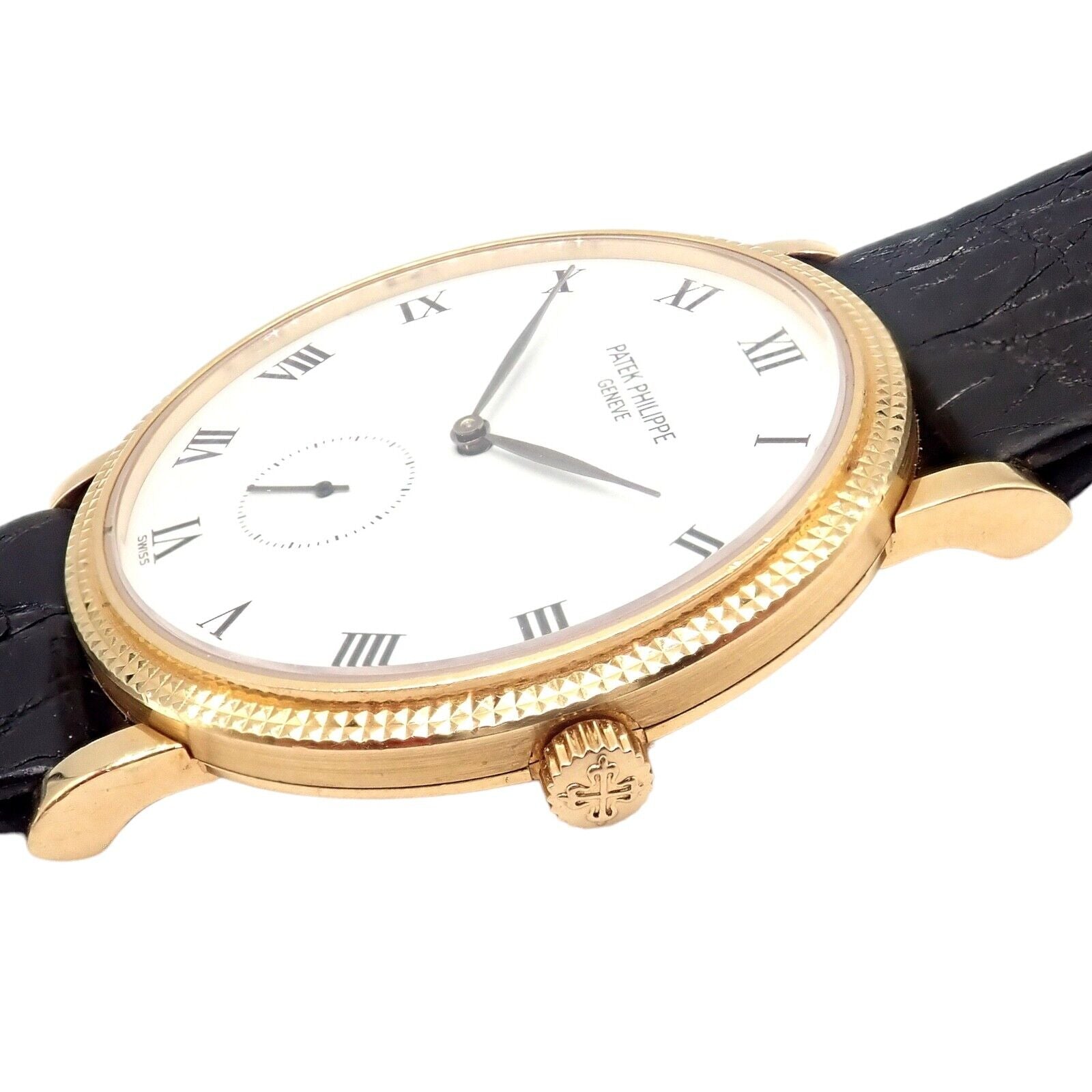 Patek Philippe Calatrava 18k Yellow Gold Men's Watch with Roman Dial - Manual Wind Luxury Dress Watch for Formal Events & Business Occasions