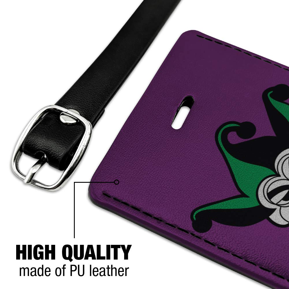 Batman Joker Symbol Leather Luggage Tag - Rectangle Suitcase ID Tag for Travel & Carry-On Bags - Perfect for Cosplay, Comic Con & DC Fans