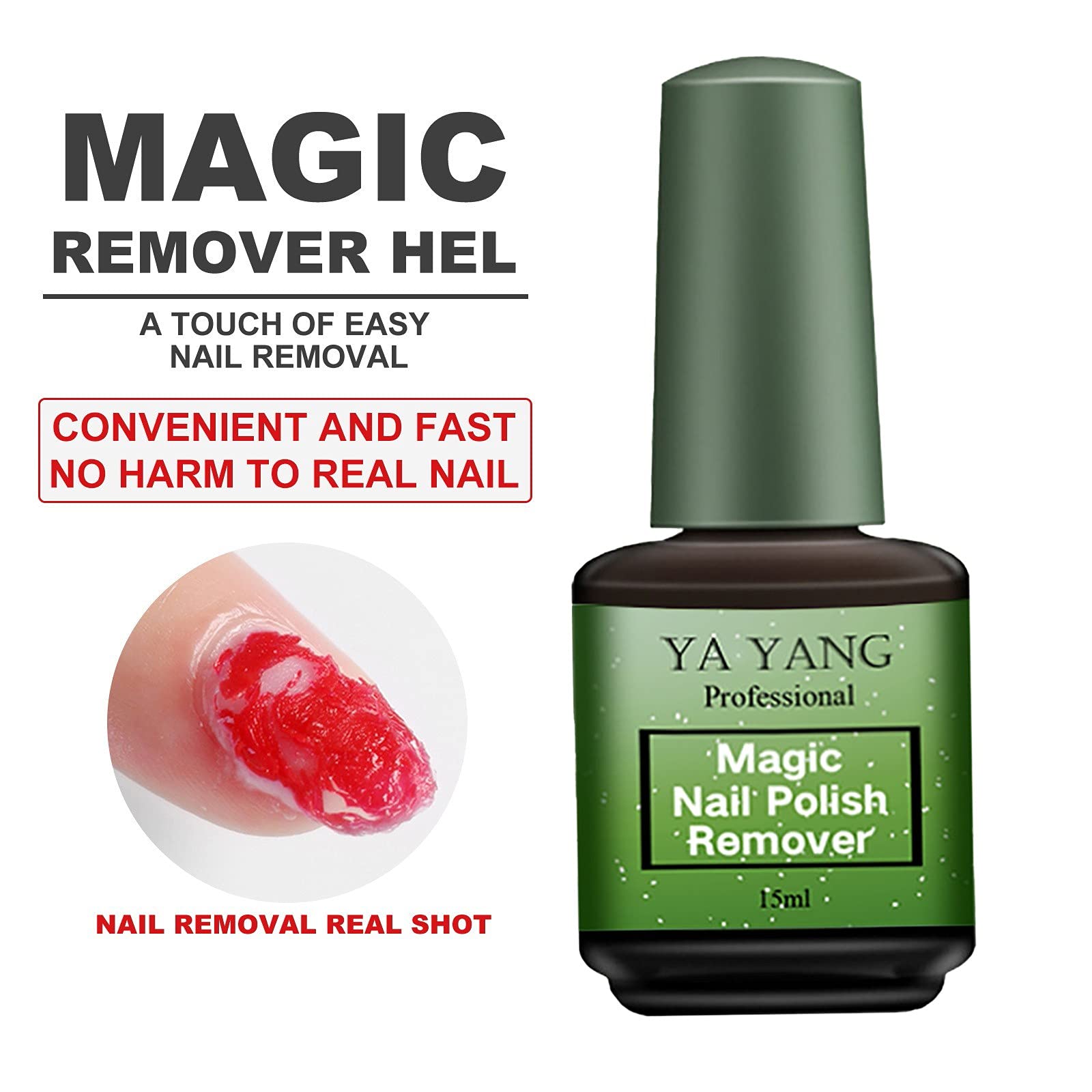 15ML Gel Nail Polish Remover - Fast & Gentle Nail Polish Salon Remover with Cuticle Buffer - Perfect for At-Home Manicures & Professional Nail Salons