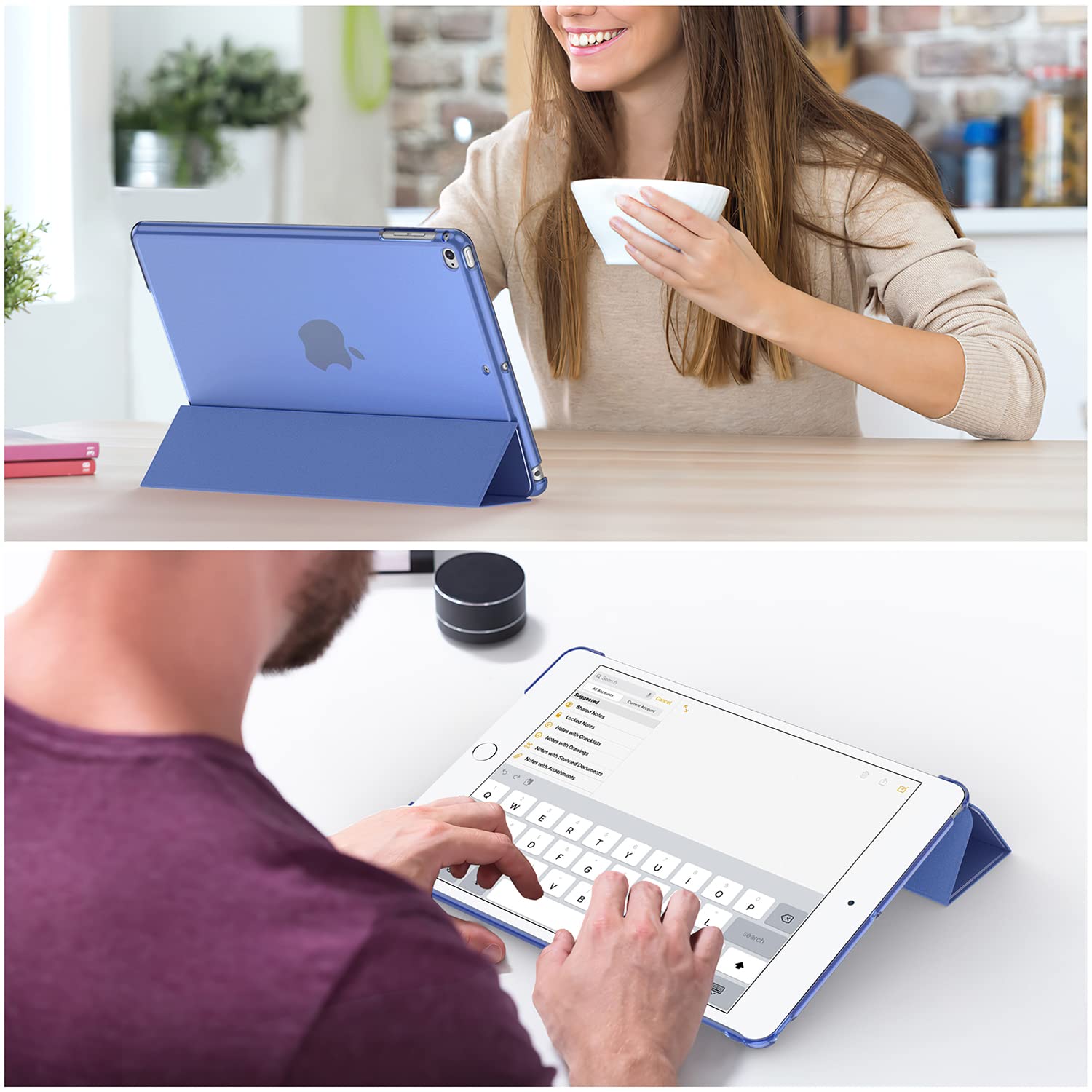 Soke Premium Protective Hard PC Case for iPad 6th/5th Generation (2018/2017) & 9.7-Inch iPad Air 2/Air 1 - Slim Trifold Stand with Auto Wake/Sleep - Navy Blue | Perfect for Work, Study & Travel Protection