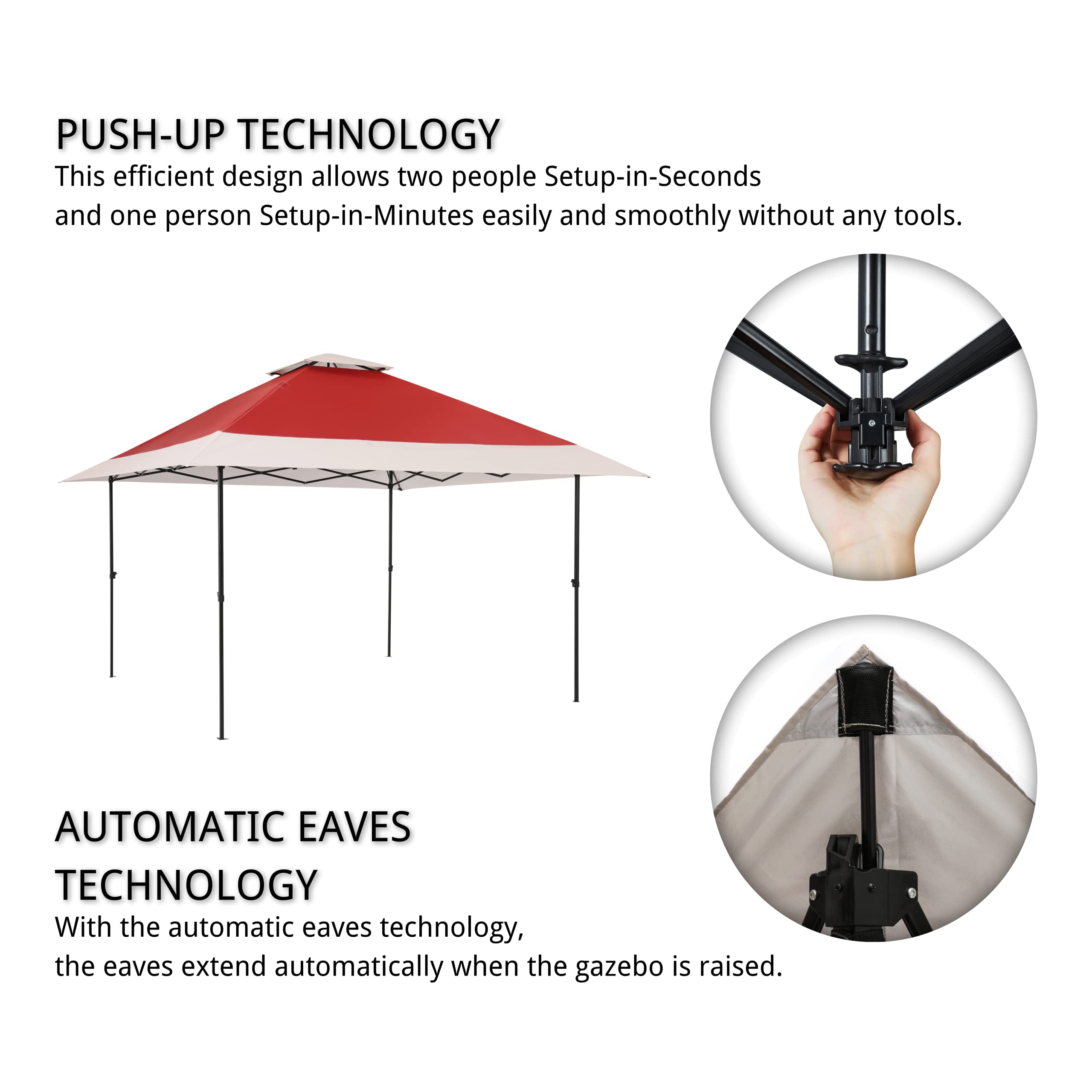 12x12 Instant Pop Up Gazebo with Solar LED Lights & 4 Zippered Screens - Waterproof Polyester Canopy & Powder Coated Steel Frame for Patio, Backyard, Camping, and Outdoor Events (Red)