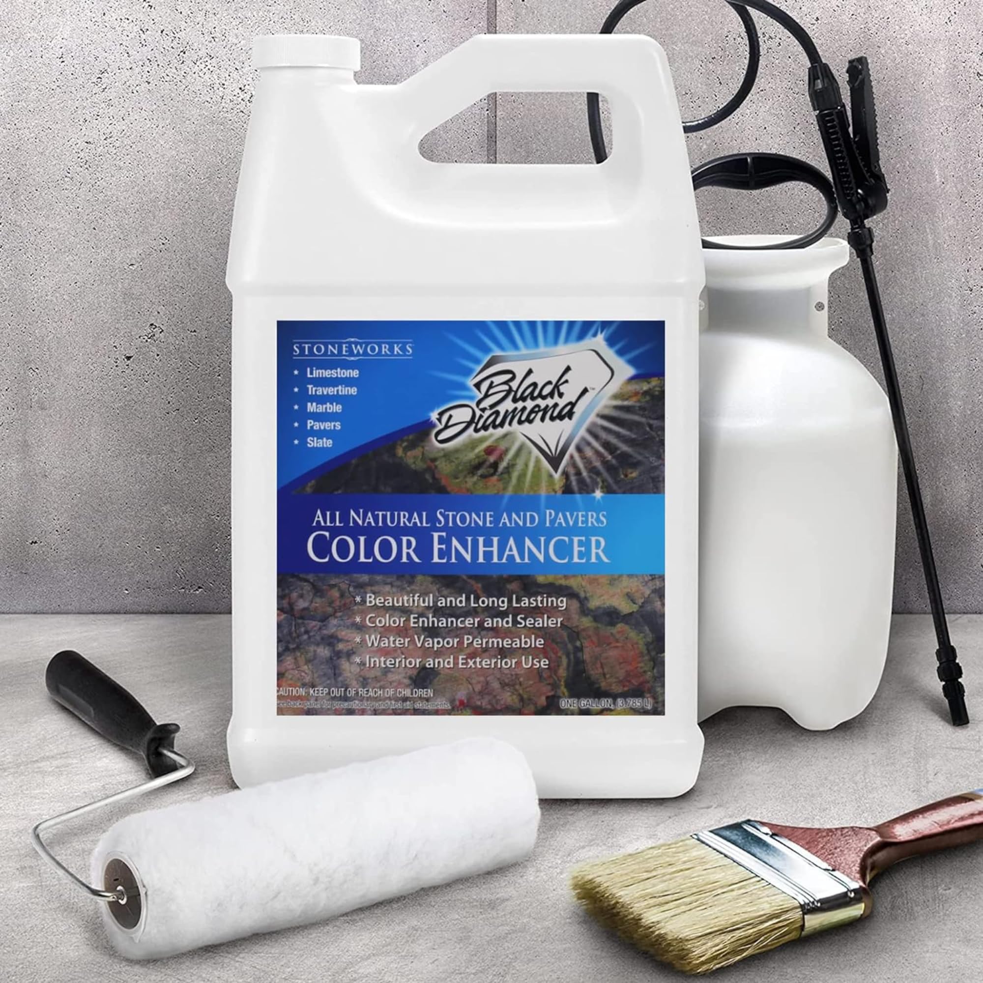 Premium Color Enhancer & Sealer for Natural Stone & Pavers - Protects Marble, Travertine, Limestone, Granite, Slate | 4-Gallon for Driveways, Patios & Walkways