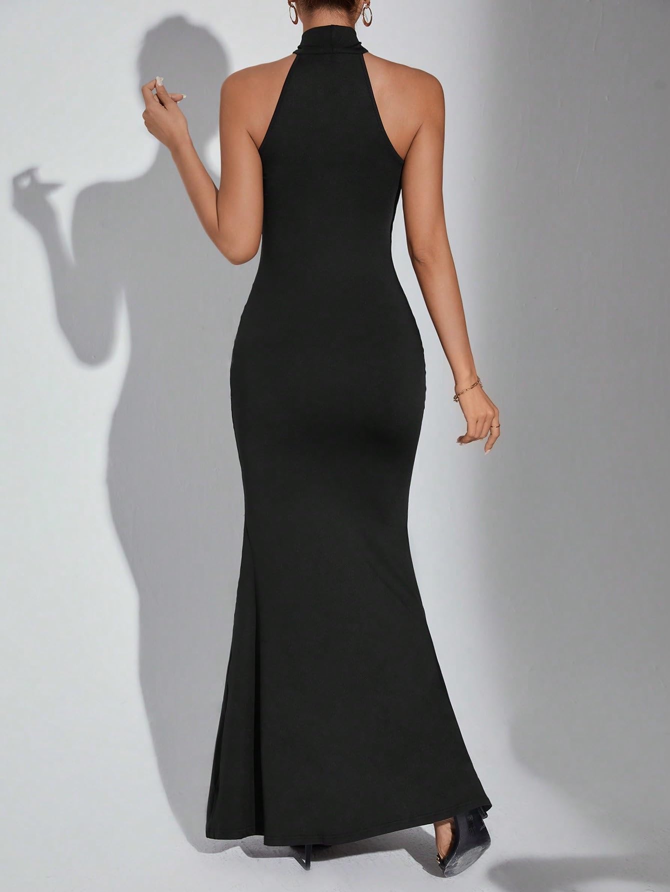 Elegant Black Long Dress for Women 2024 - Solid Hem Maxi Dress for Evening Parties, Weddings & Formal Events