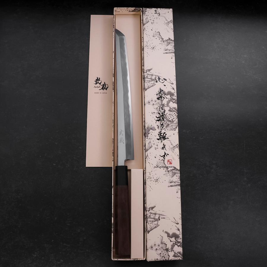 Premium Sakimaru Takohiki Japanese Kitchen Knife - Blue Steel #1 Kasumi Finish with Buffalo Walnut Handle (270mm) - Perfect for Sushi, Sashimi & Precision Cutting