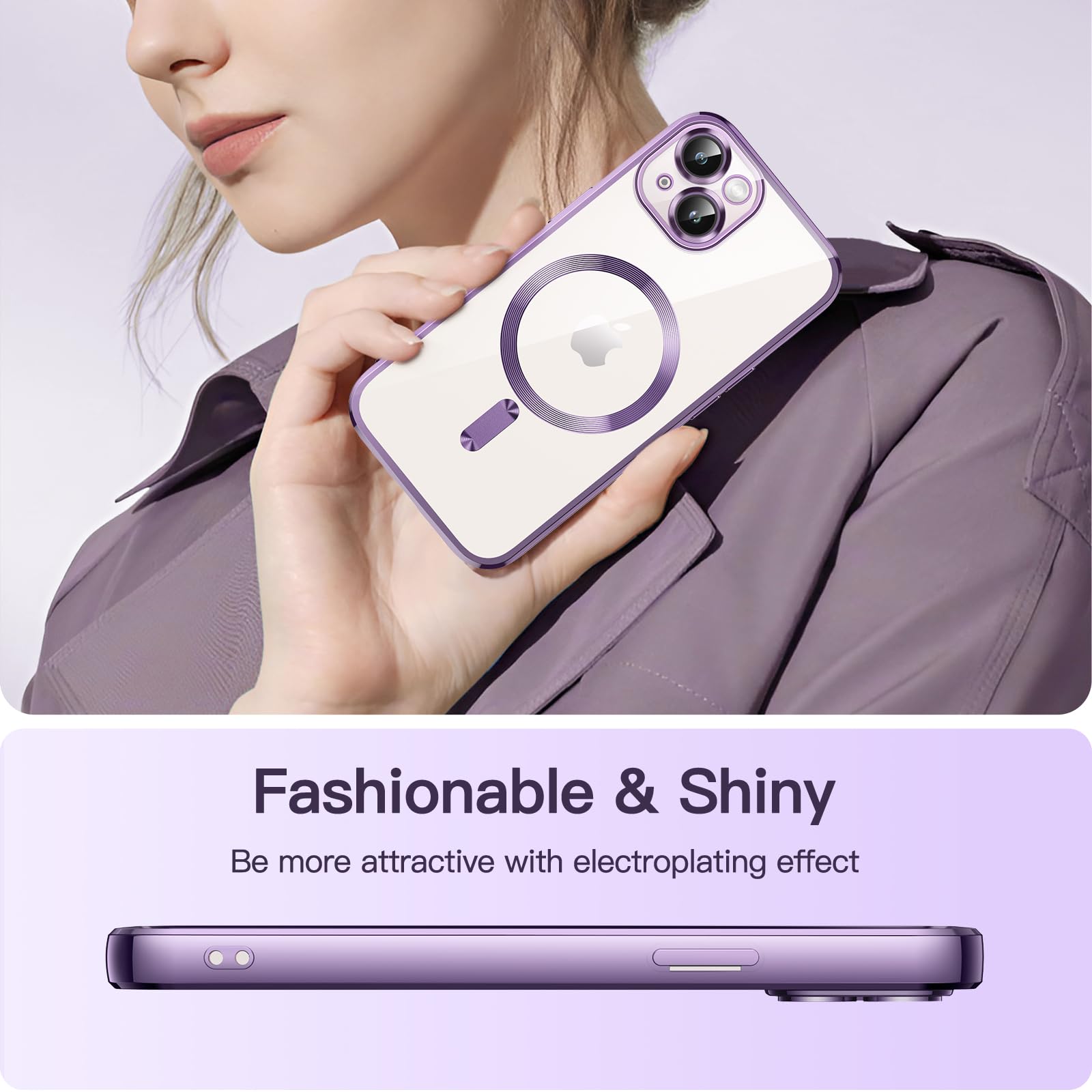 JETech iPhone 13 Case 6.1 Inch - Clear Soft TPU Phone Cover with Camera Protection | MagSafe Compatible | Shockproof & Scratch Resistant | Light Purple | Perfect for Daily Use, Work & Travel Protection
