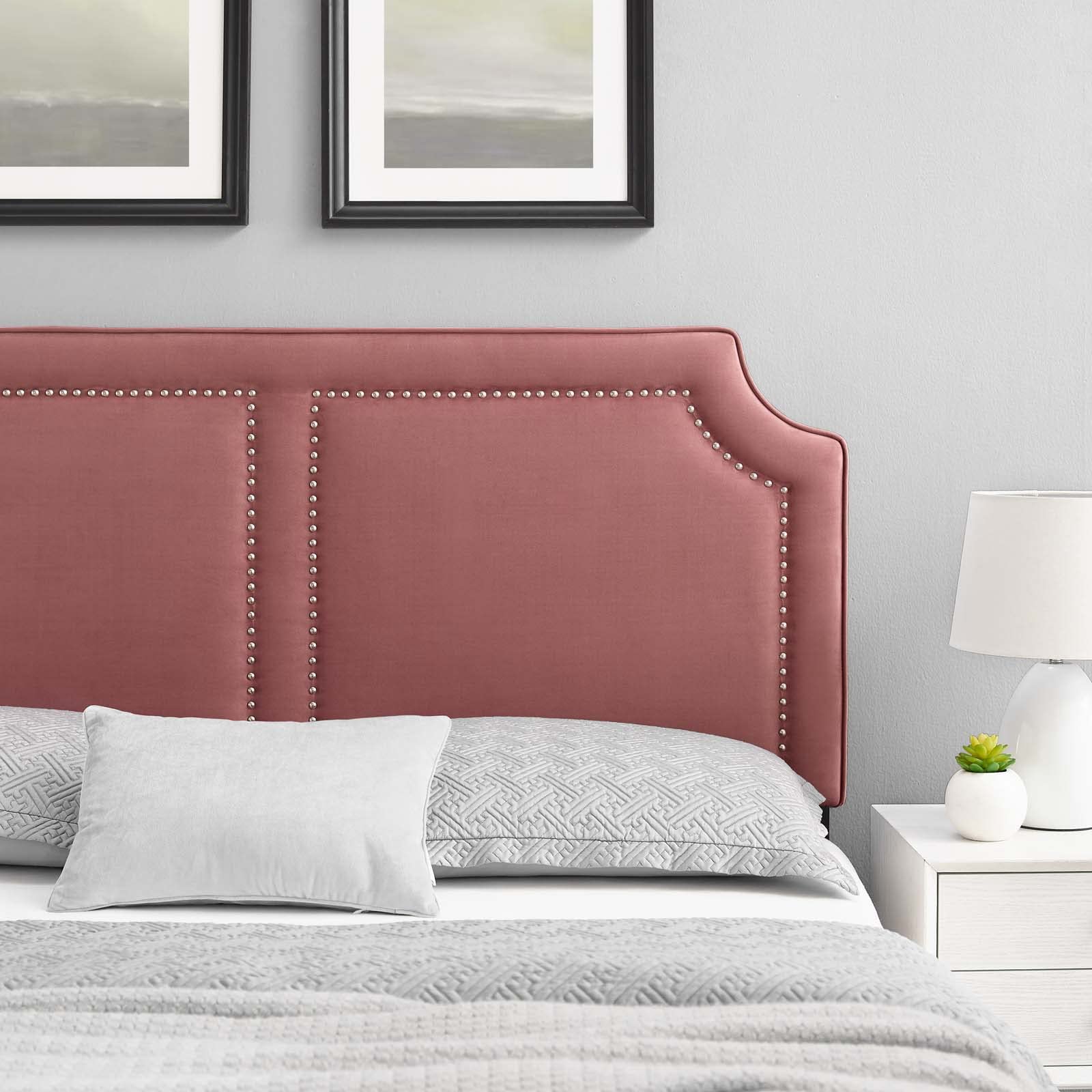 Modway Cynthia Performance Velvet Twin Headboard in Dusty Rose - Soft Upholstered Bed Frame Headboard for Bedroom Decor, Girls Room & Guest Room