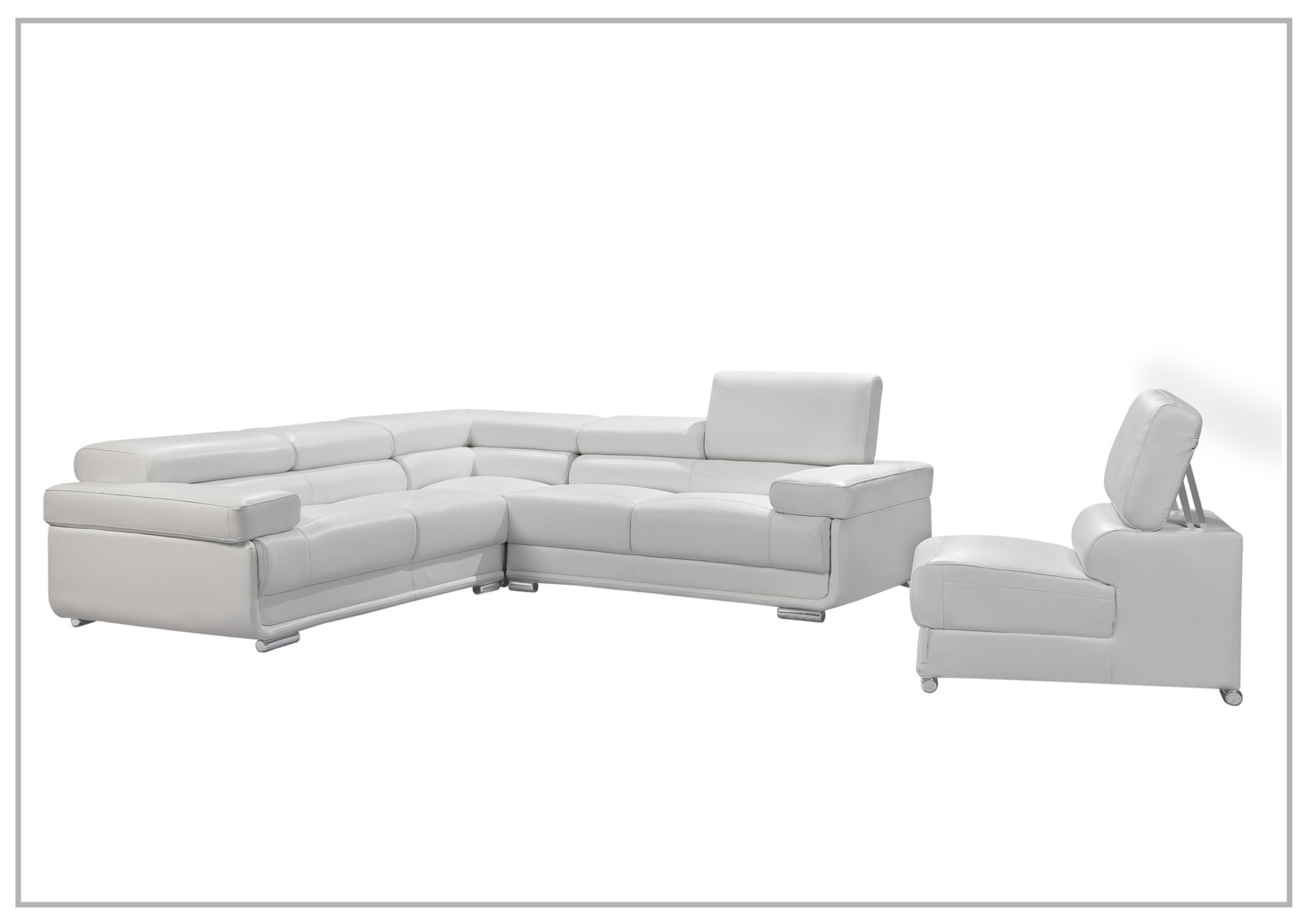 Gio Italia Baxton L-Shaped Leather Sectional Sofa - Modern Corner Couch for Living Room, Home Theater & Office Lounge