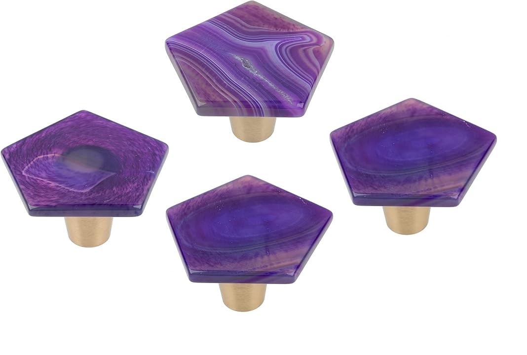 Purple Agate Drawer Knobs - 2 PCS for Cabinets & Wardrobes - Home Decor Upgrade