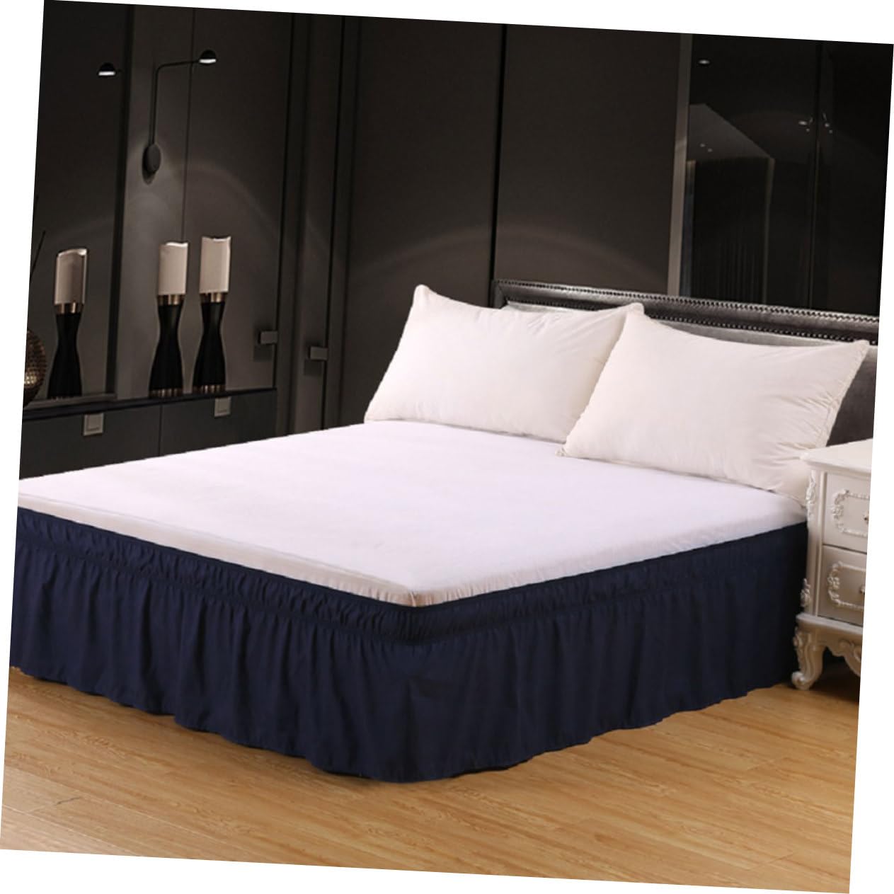 SEWOART Dark Solid Bed Skirt - Elastic Fitted Mattress Cover with Ruffled Design for Full Size Bed | Perfect for Home Decor, Guest Rooms & Bedroom Styling