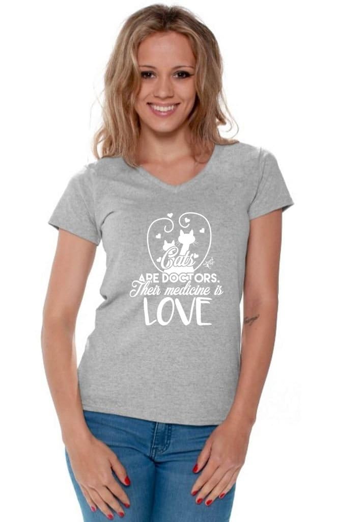 Funny Cat Doctor V-Neck T-Shirt with Free Bookmark - Cute Veterinarian Gift for Cat Lovers - Perfect for Vet Appreciation, Animal Hospital Staff & Pet Owners