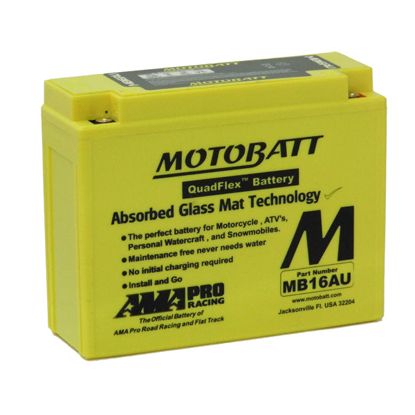 Motobatt MB16AU 12V 20.5Ah AGM Motorcycle Battery - High Performance Powersports Battery for ATV, UTV, Dirt Bikes & Motorcycles - Perfect for Off-Road Adventures & Daily Commuting