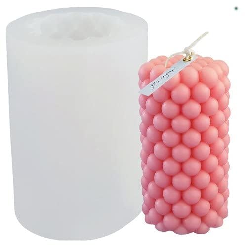 Vedini Bubble Pillar Candle Mold - Geometric Cube Silicone Candle Making Mold (Code 115) for DIY Home Decor, Wedding Centerpieces & Spa Relaxation Candles