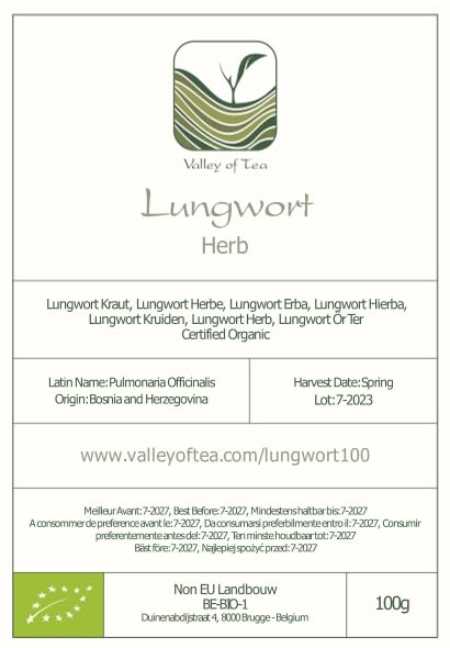 Organic Lungwort Herb Tea - Pulmonaria officinalis L - Natural Respiratory Support, Herbal Tea for Cough & Cold Relief - Perfect for Wellness & Relaxation at Home