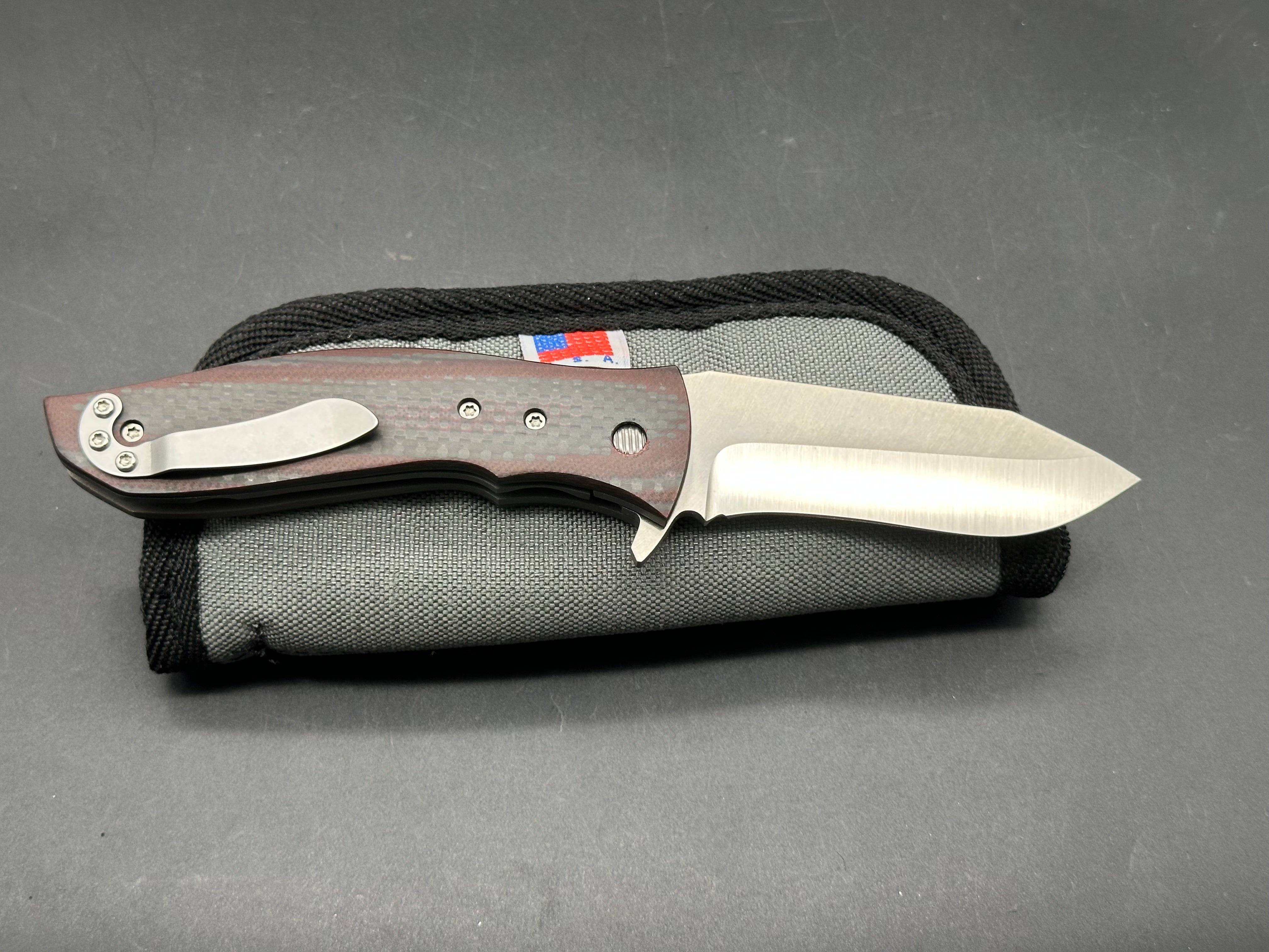 Greg Lightfoot Custom Bullwhip with CPM 154 Steel Blade & Red Carbon Fiber Handle - Perfect for Outdoor Adventures, Survival Gear, and Collectors