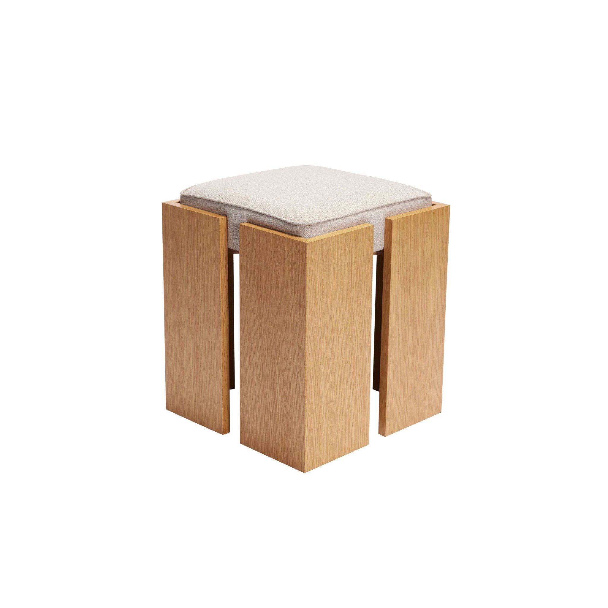 HÜBSCH Forma Stool - Modern Sand/Natural Wooden Bar Stool for Kitchen Island, Dining Room & Home Decor | Height-Adjustable Contemporary Seating