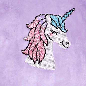 BCBGIRLS Youth 2-Piece Plush Hooded Rainbow Sequin Unicorn Outfit - Purple Top & Gray Leggings (Medium, Fits 10/12 Year Old) | Perfect for Birthday Parties, Playdates & Cozy Nights