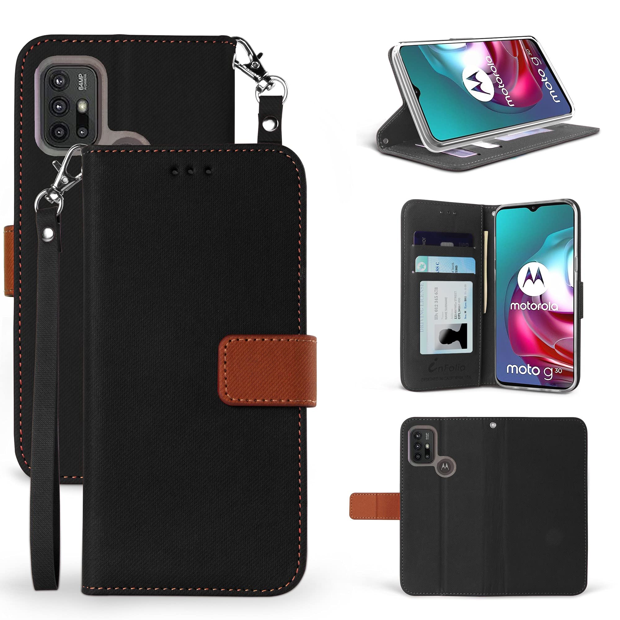 Premium Leather Wallet Phone Case for Moto G30 (6.5