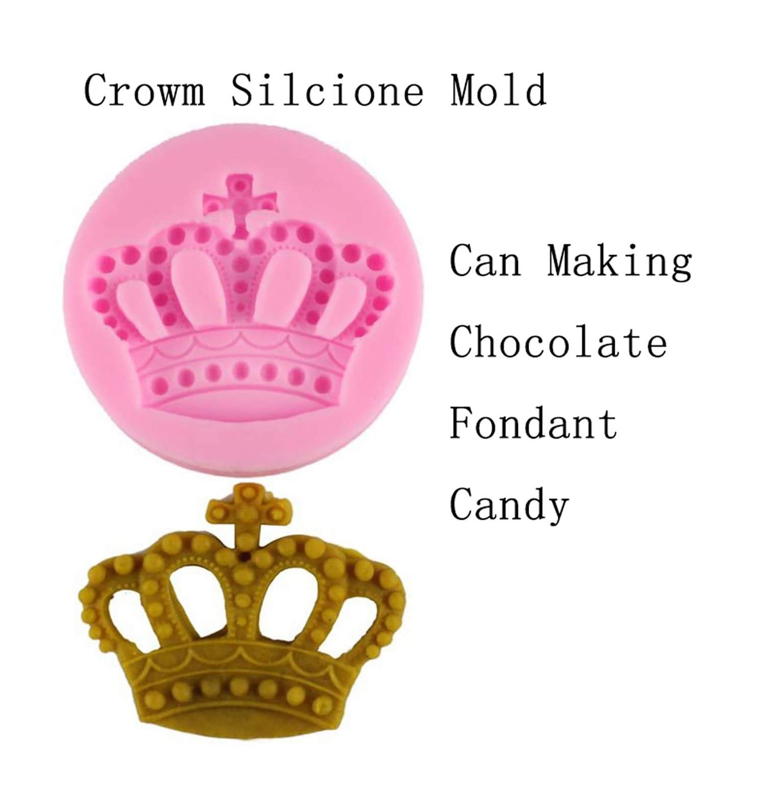 RKPM HOMES Silicone Crown Fondant Mold - Princess Cake Decorating Tool for Wedding, Birthday & Party Cakes (1 Cavity Crown & Heart Chocolate Mold) - Perfect for Sugar Craft, DIY Desserts & Baking Decorations