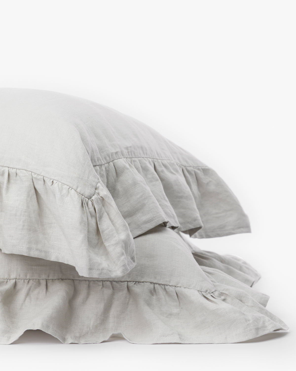 Premium Ruffle Linen Shams Set of 2 - 100% Natural European Flax Bedding Pillowcases for Master Bedroom & Guest Room Decor