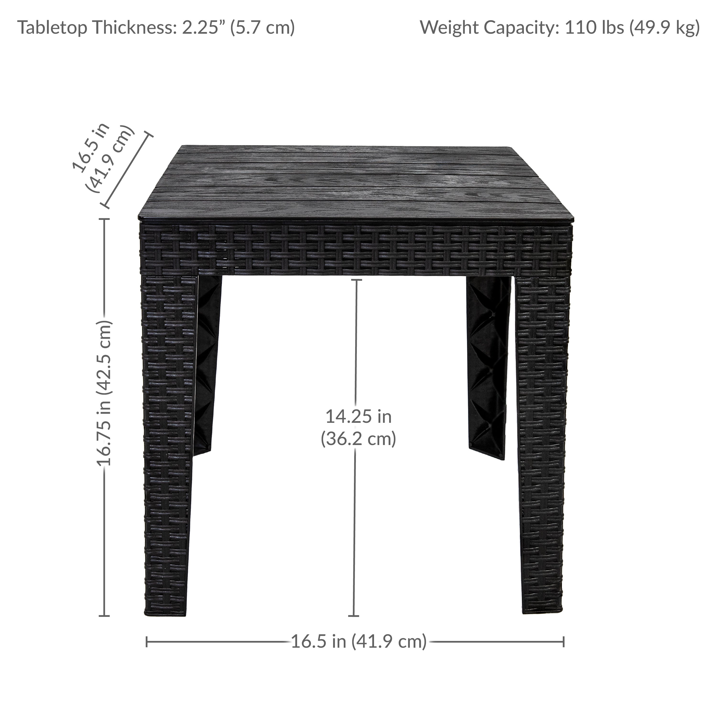 Sunnydaze 16.5 Inch Square Outdoor Patio Side Table with Weather-Resistant Faux Woodgrain Tabletop - Perfect for Poolside, Garden, Deck, and Backyard Relaxation