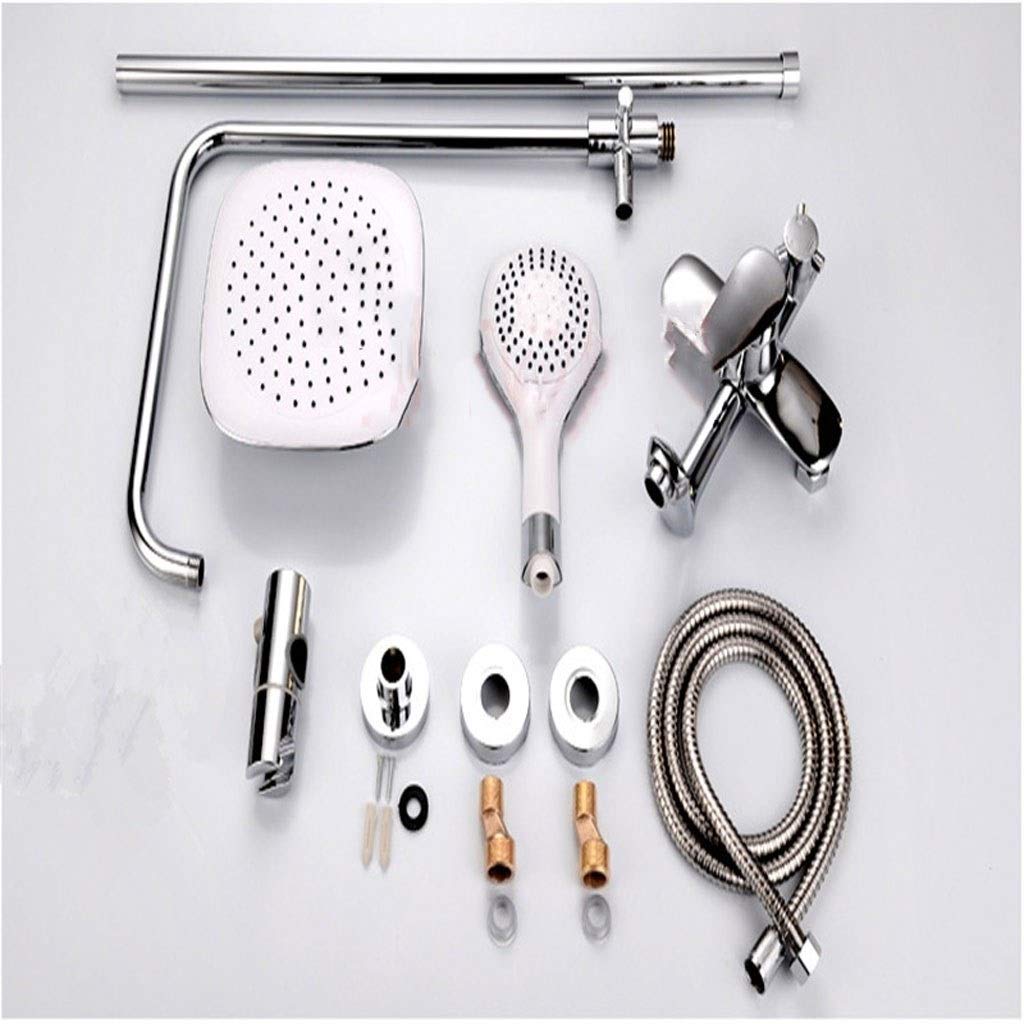Premium Copper Shower System with Ceramic Pillar & Rain Shower Head - Hotel & Household Bathroom Upgrade in White/Chrome - Perfect for Luxury Spa Experience & Modern Home Renovation